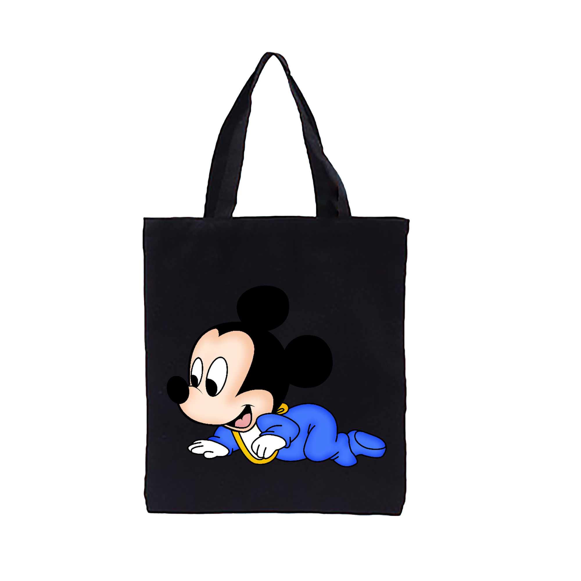 ミッキーマウス Mickey Mouse 縦型キャンバス生地手提げバッグ　トートバッグ
