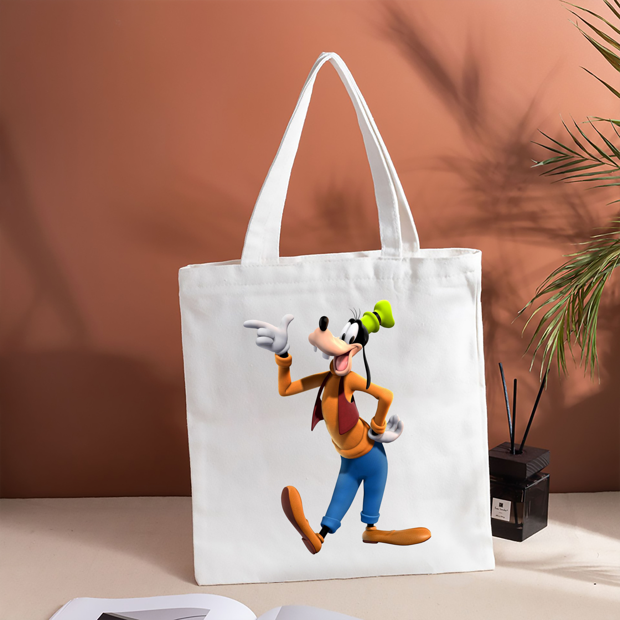 ミッキーマウス Mickey Mouse 縦型キャンバス生地手提げバッグ　トートバッグ