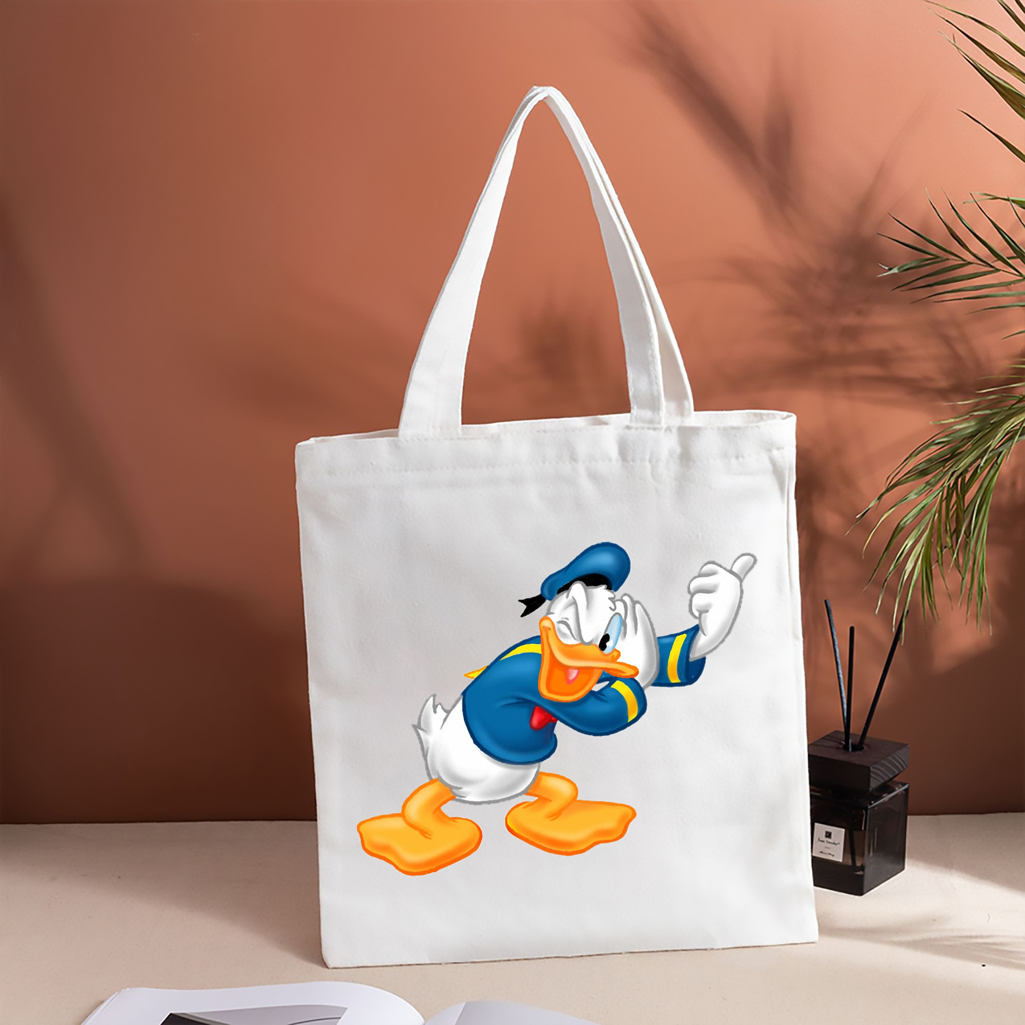 ミッキーマウス Mickey Mouse 縦型キャンバス生地手提げバッグ　トートバッグ