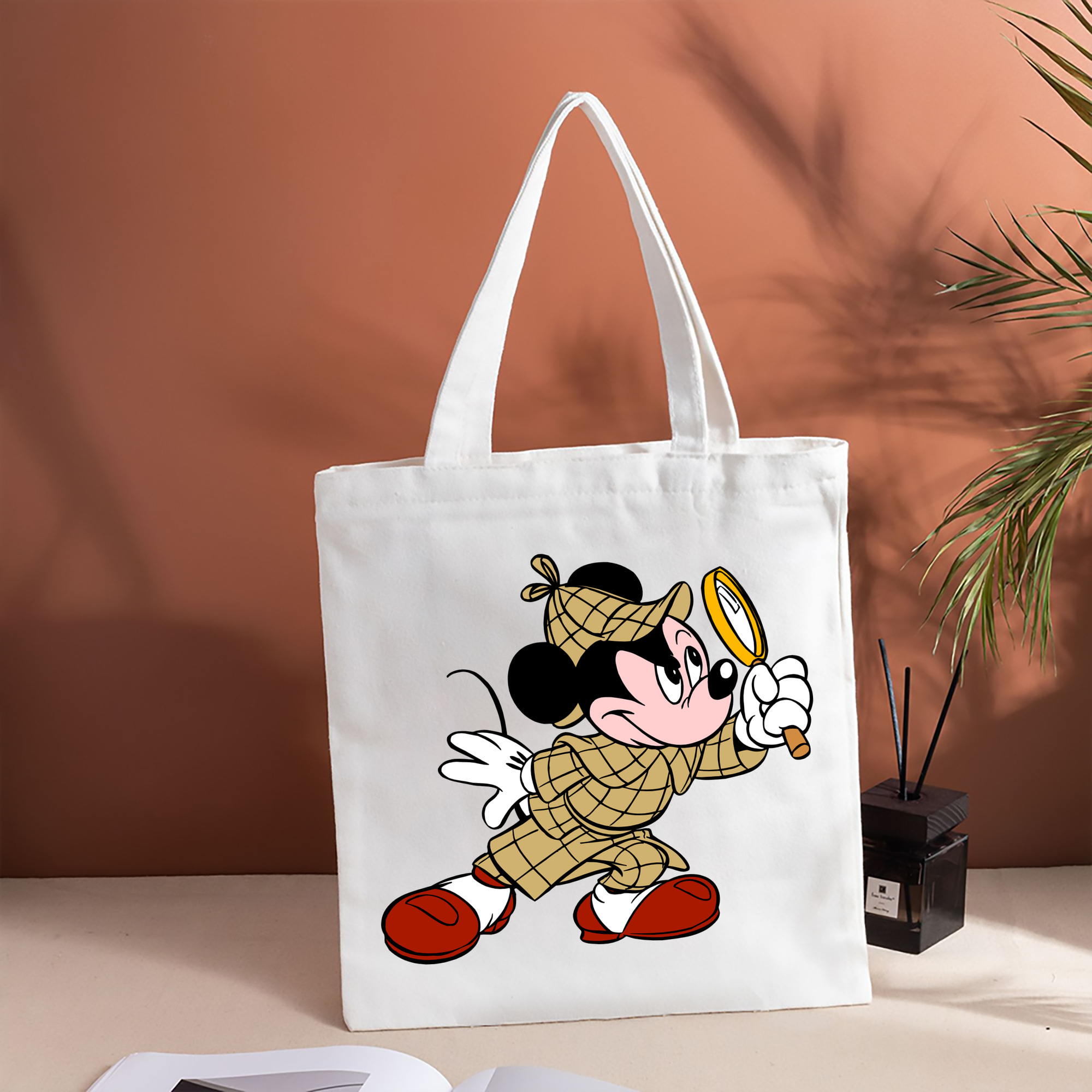 ミッキーマウス Mickey Mouse 縦型キャンバス生地手提げバッグ　トートバッグ