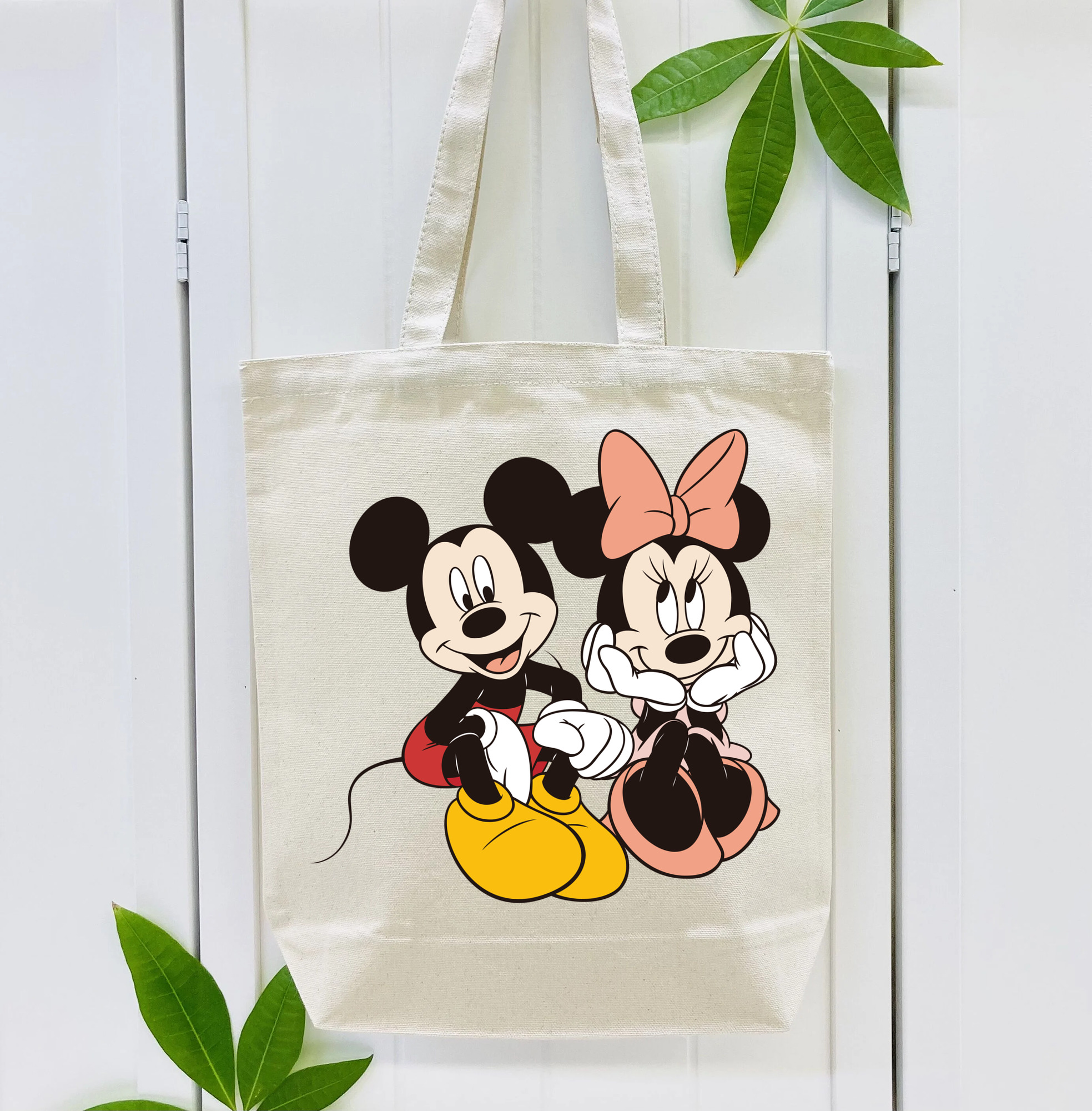 ミッキーマウス Mickey Mouse 縦型キャンバス生地手提げバッグ　トートバッグ