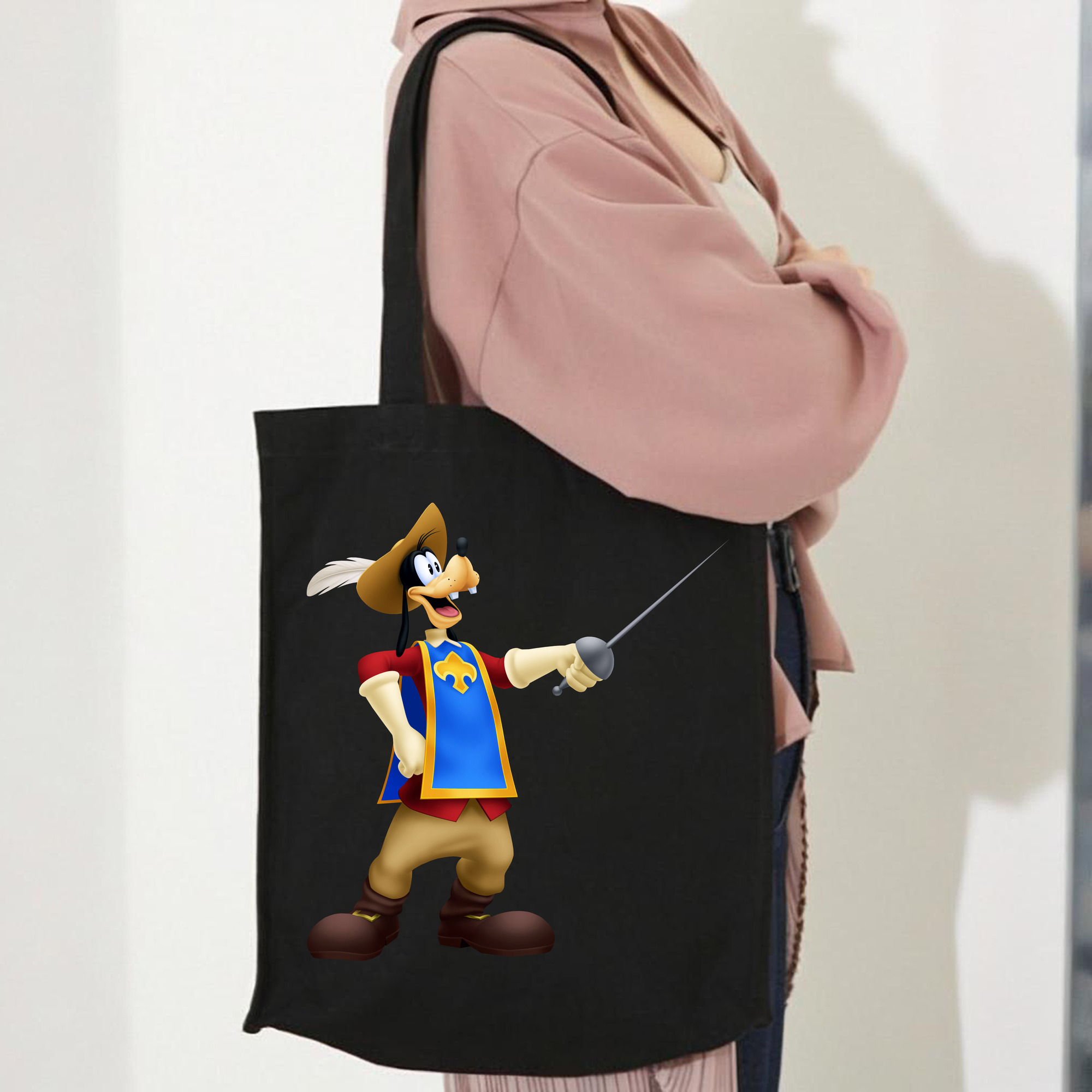 ミッキーマウス Mickey Mouse 縦型キャンバス生地手提げバッグ　トートバッグ