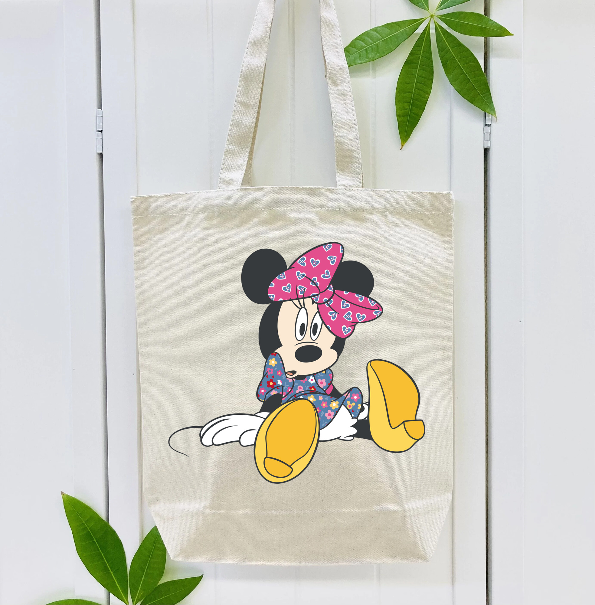 ミッキーマウス Mickey Mouse 縦型キャンバス生地手提げバッグ　トートバッグ