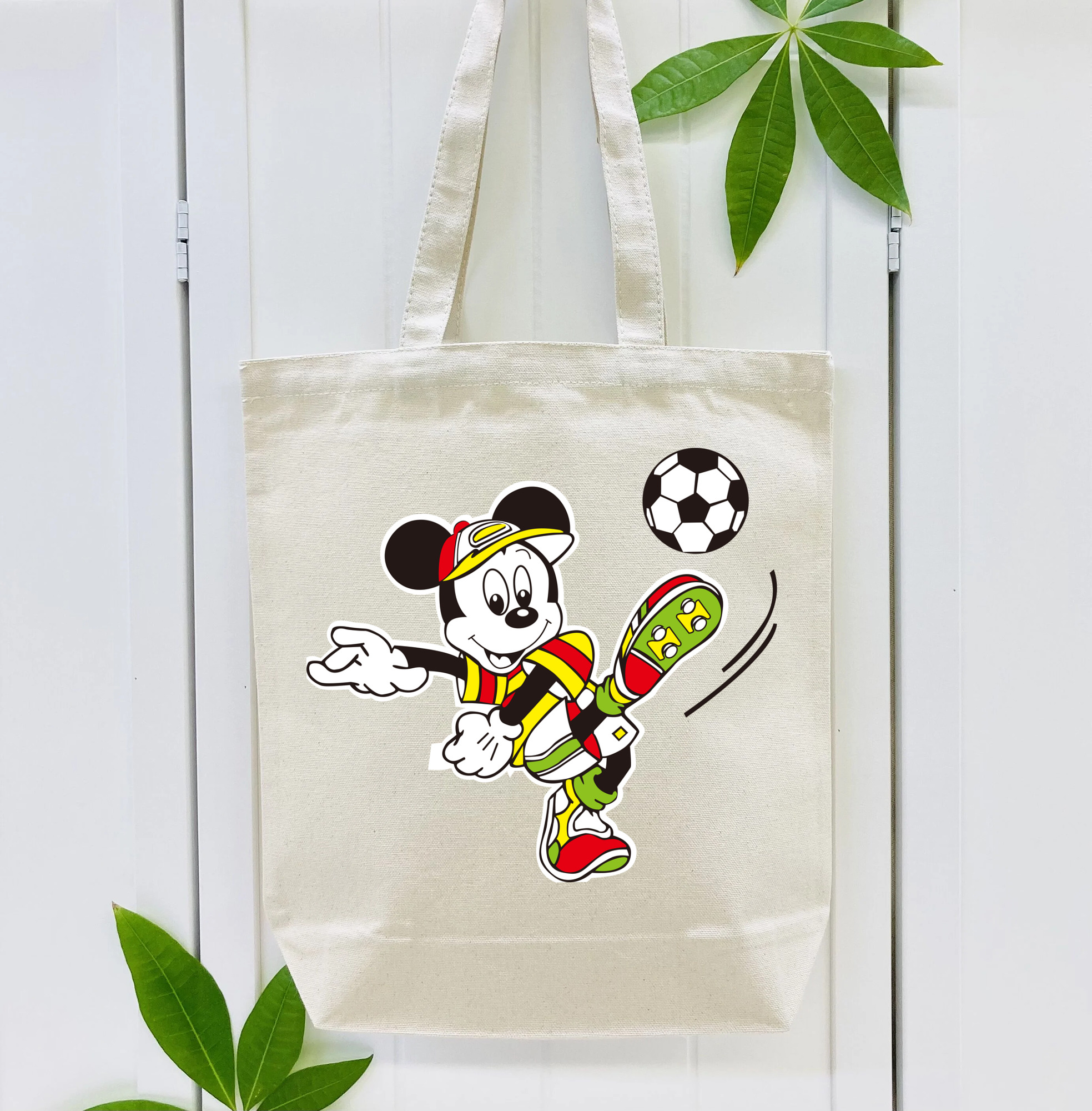 ミッキーマウス Mickey Mouse 縦型キャンバス生地手提げバッグ　トートバッグ