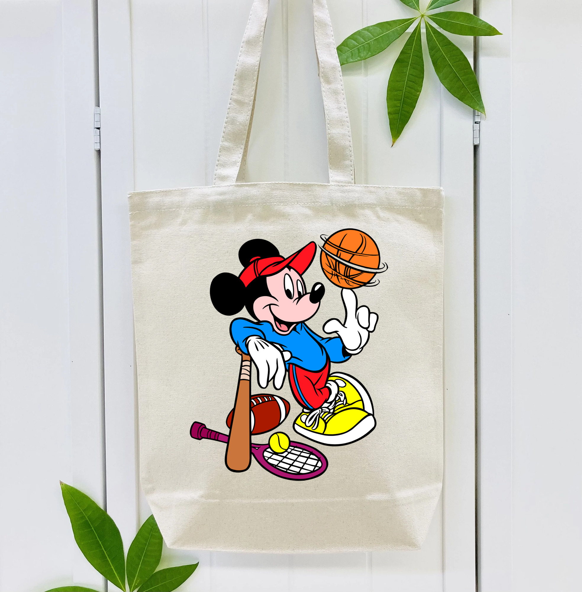 ミッキーマウス Mickey Mouse 縦型キャンバス生地手提げバッグ　トートバッグ
