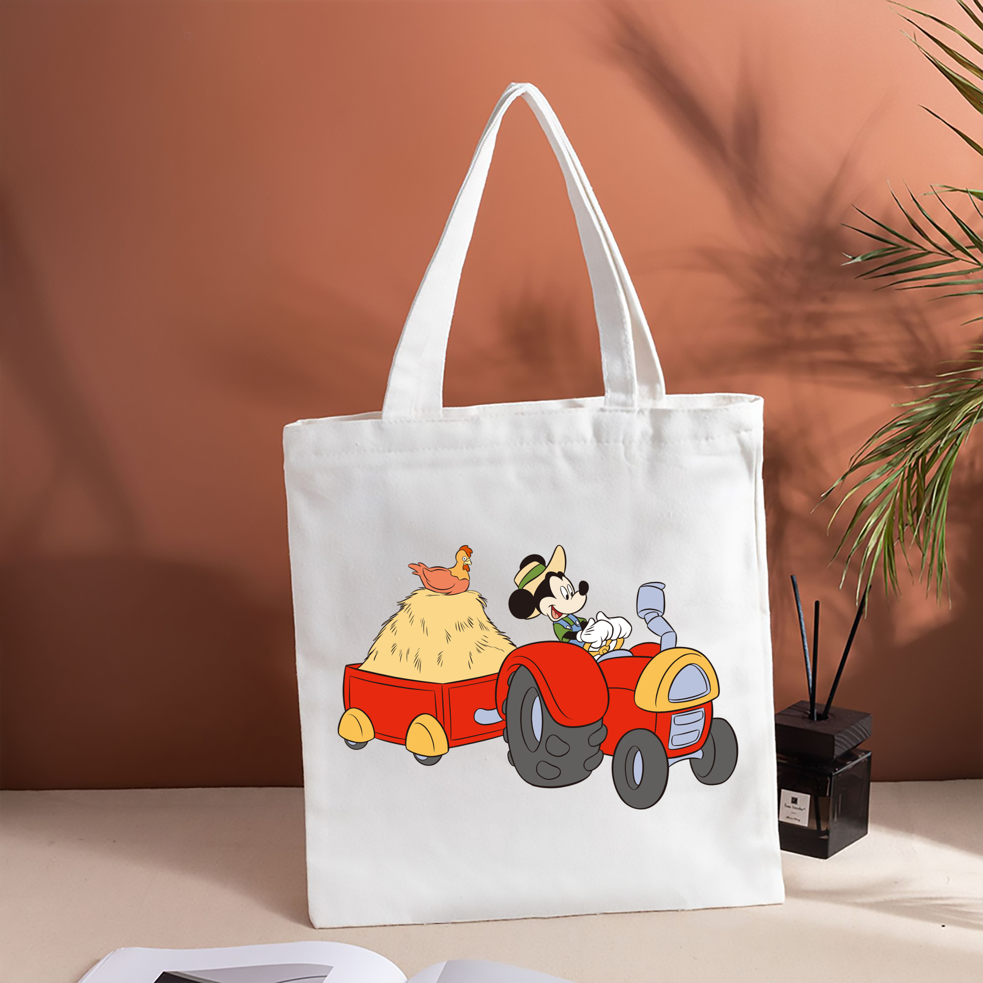 ミッキーマウス Mickey Mouse 縦型キャンバス生地手提げバッグ　トートバッグ