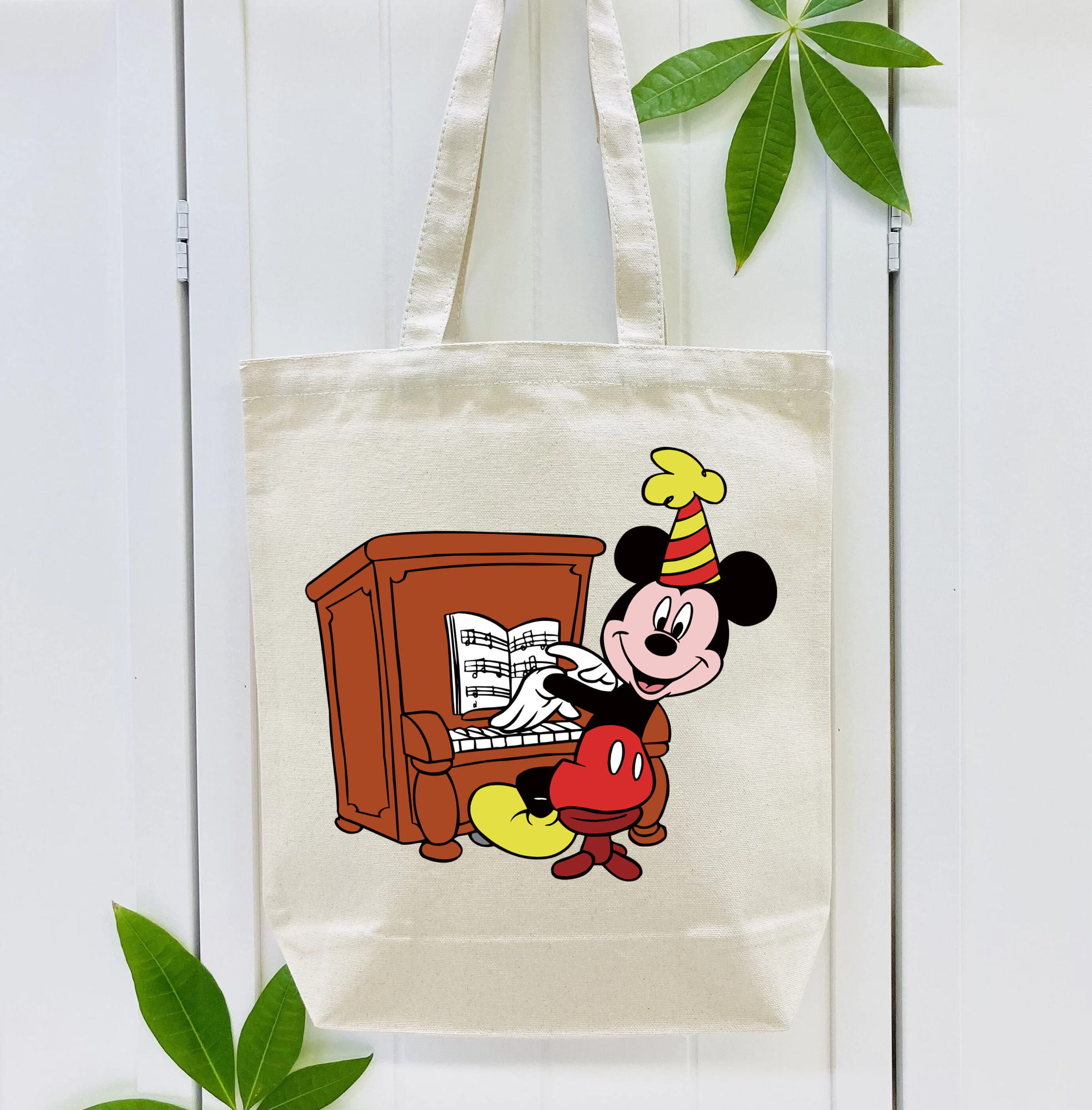 ミッキーマウス Mickey Mouse 縦型キャンバス生地手提げバッグ　トートバッグ