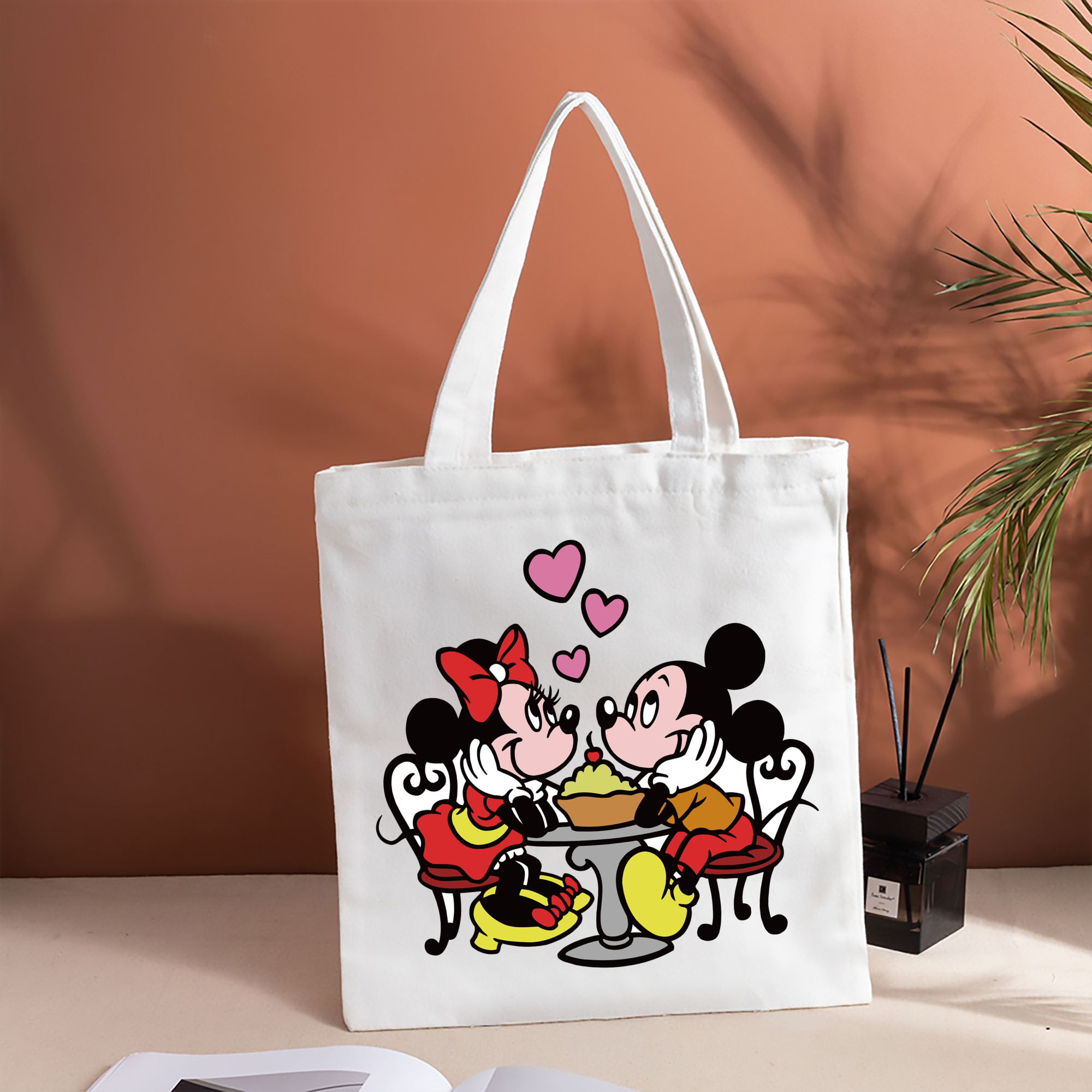 ミッキーマウス Mickey Mouse 縦型キャンバス生地手提げバッグ　トートバッグ