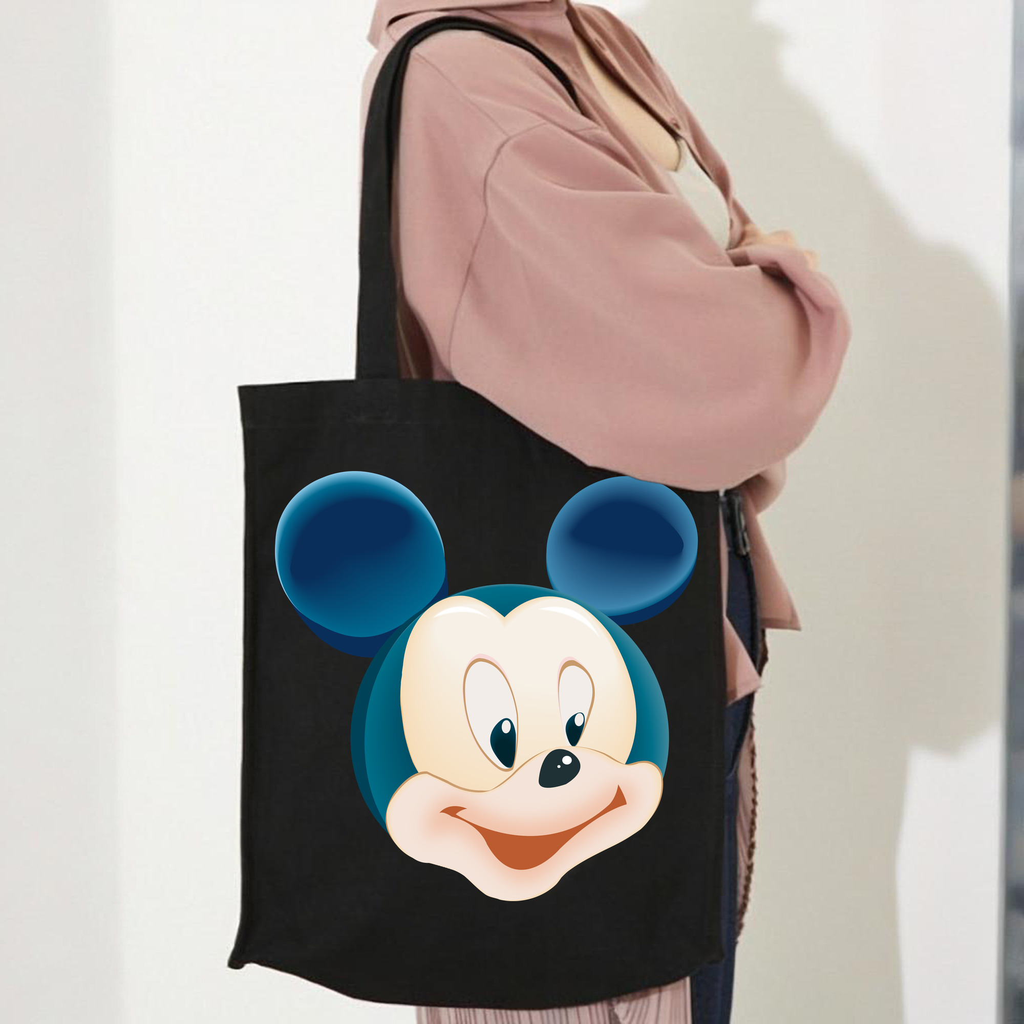 ミッキーマウス Mickey Mouse 縦型キャンバス生地手提げバッグ　トートバッグ