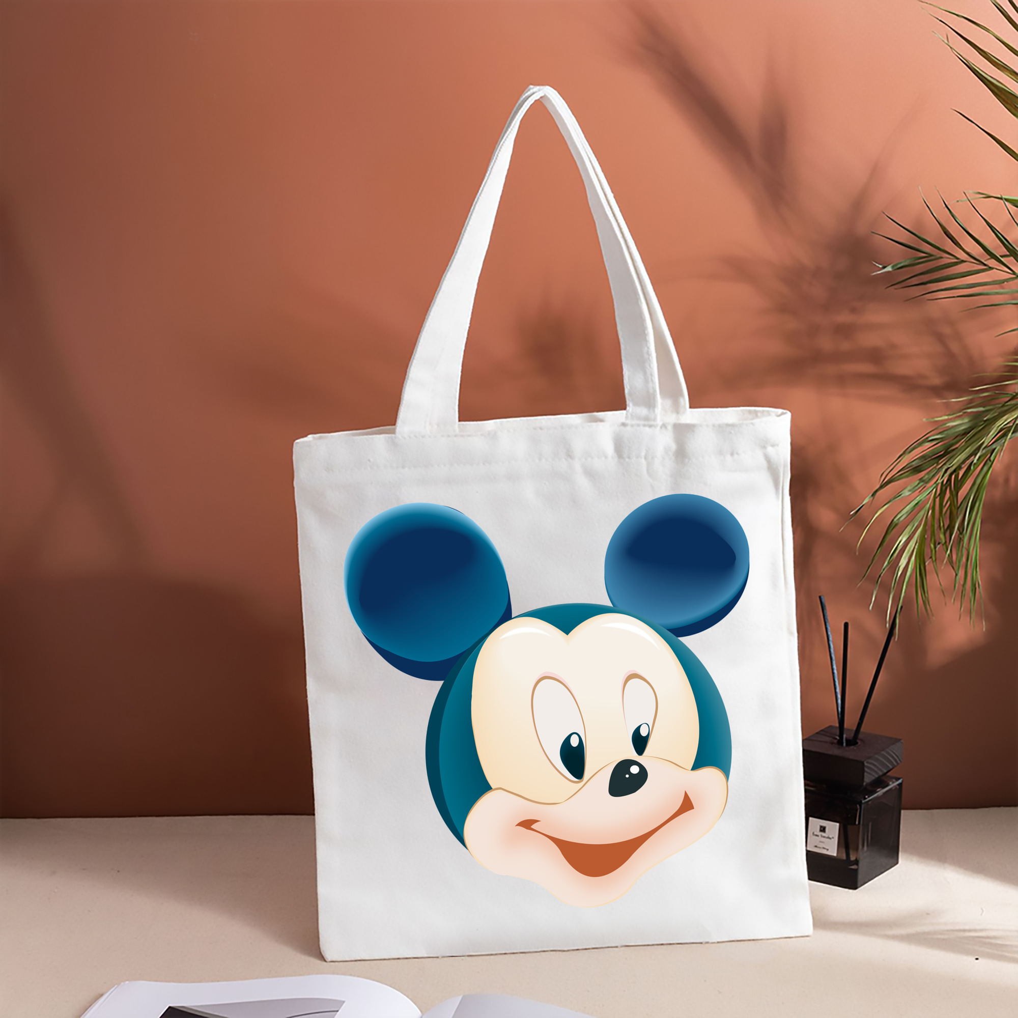 ミッキーマウス Mickey Mouse 縦型キャンバス生地手提げバッグ　トートバッグ