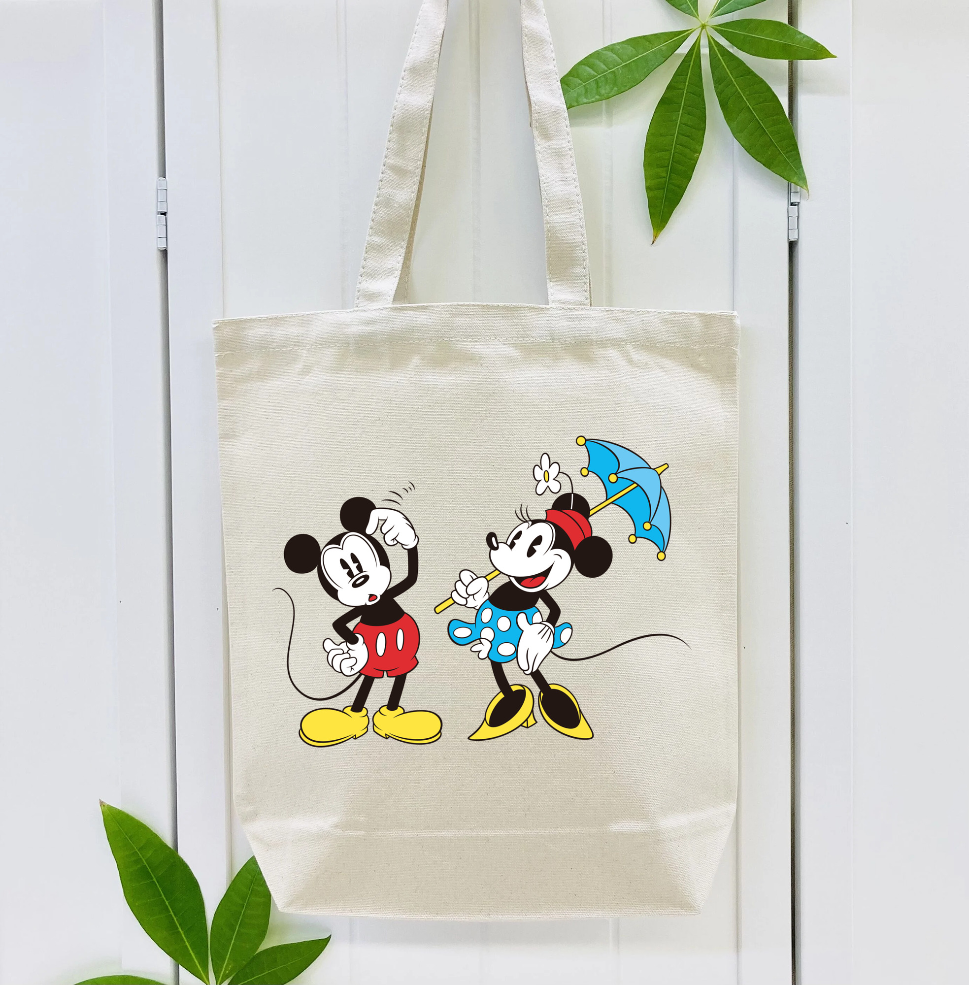 ミッキーマウス Mickey Mouse 縦型キャンバス生地手提げバッグ　トートバッグ