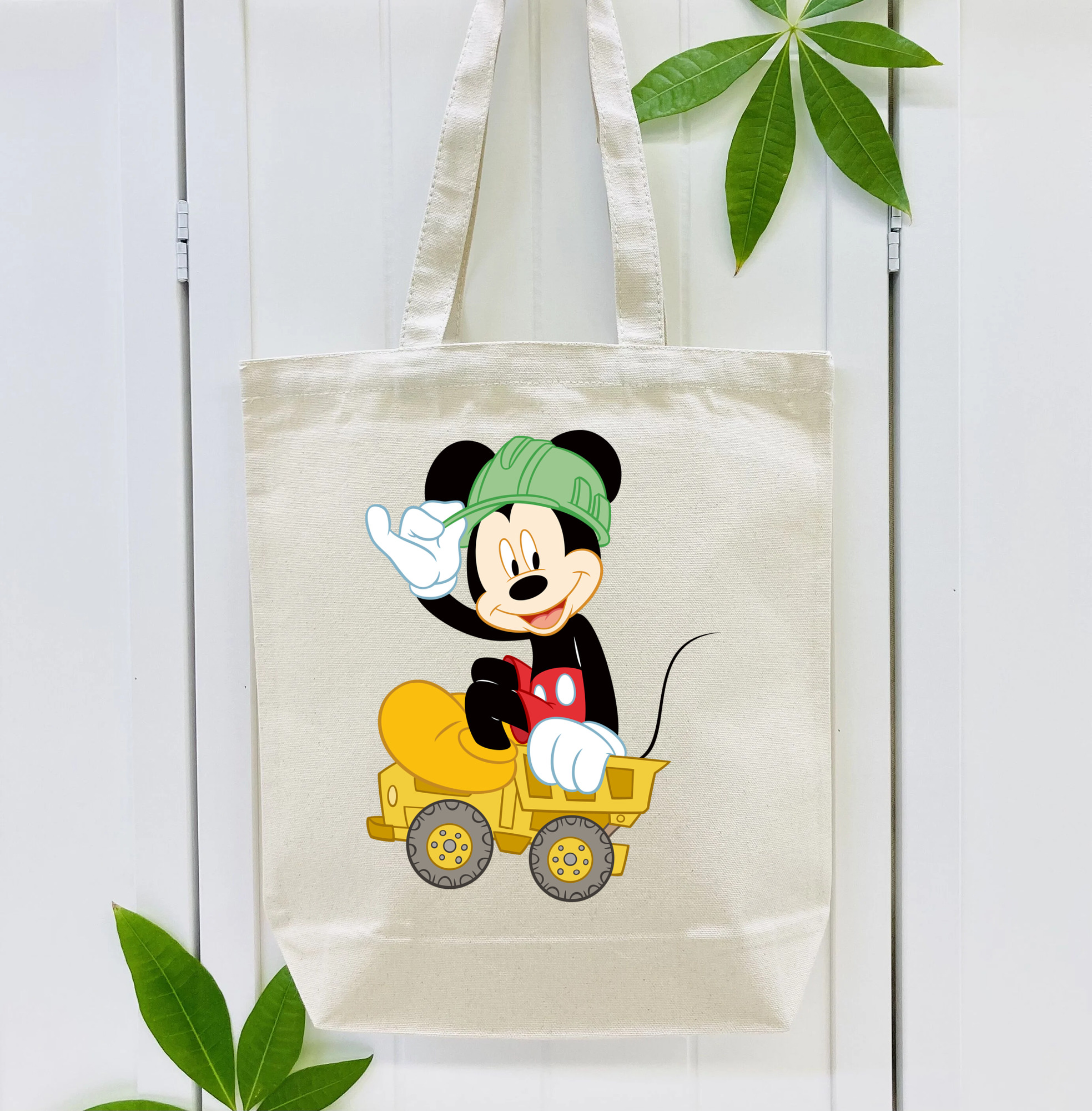 ミッキーマウス Mickey Mouse 縦型キャンバス生地手提げバッグ　トートバッグ