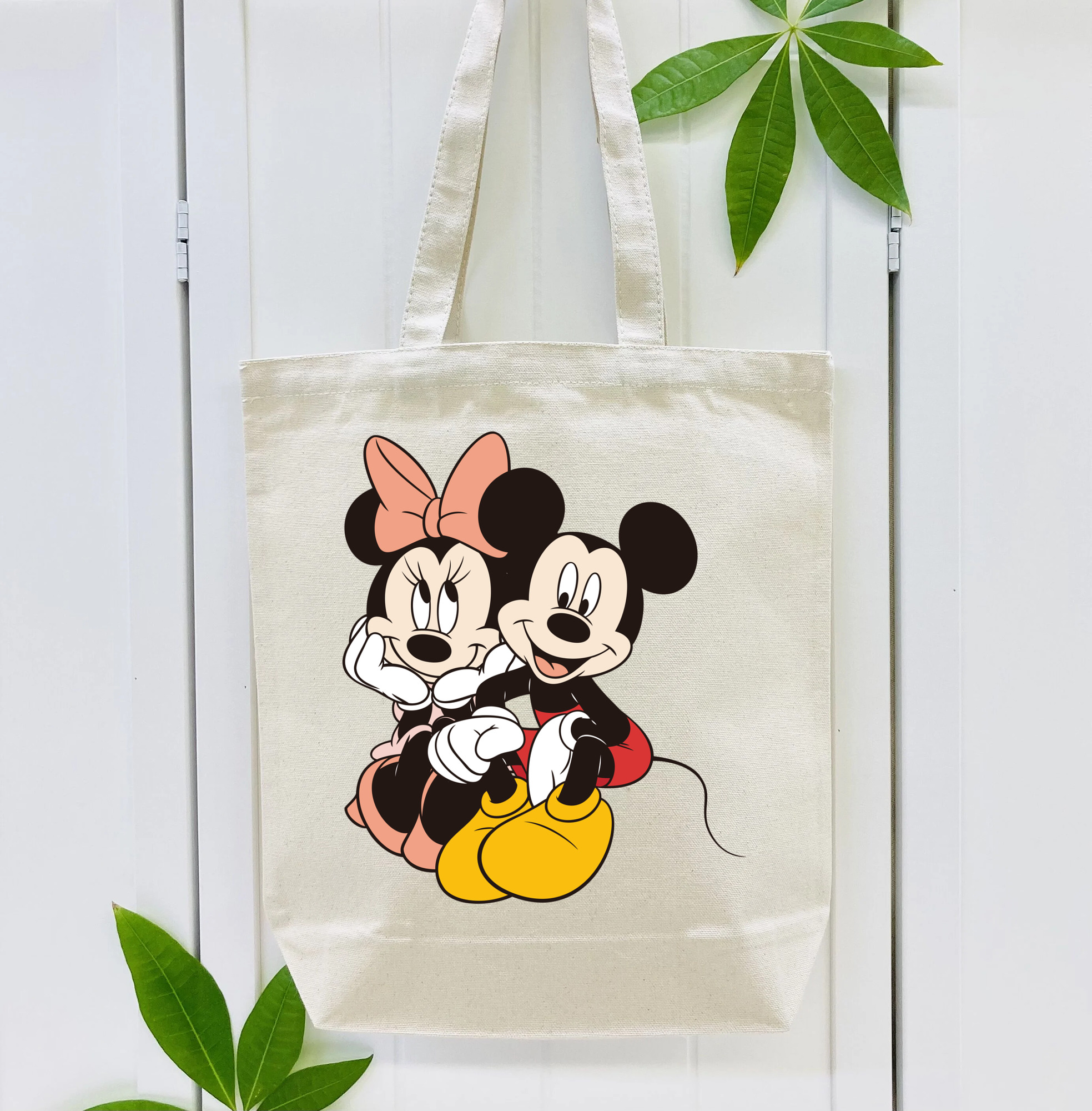 ミッキーマウス Mickey Mouse 縦型キャンバス生地手提げバッグ　トートバッグ