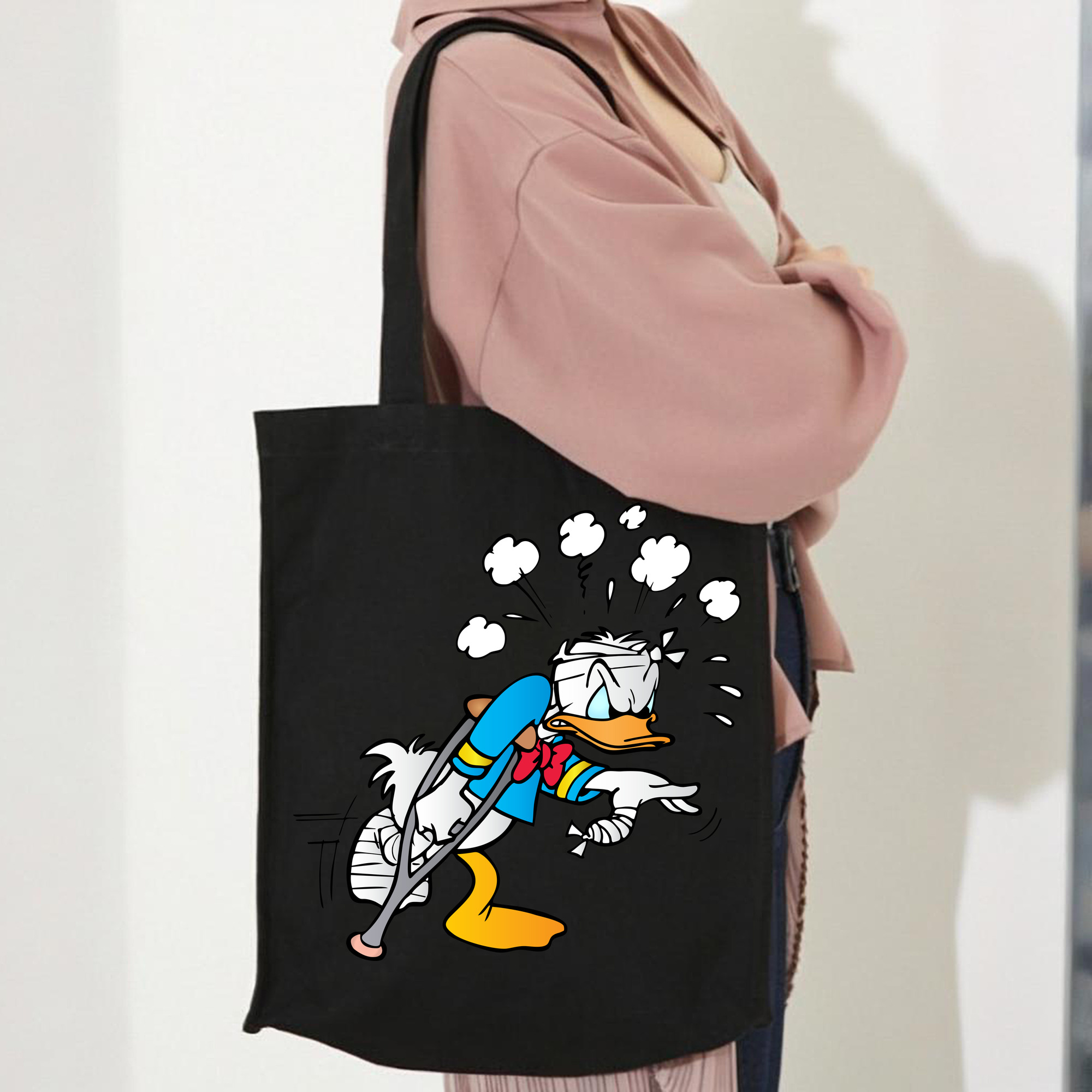 ミッキーマウス Mickey Mouse 縦型キャンバス生地手提げバッグ　トートバッグ