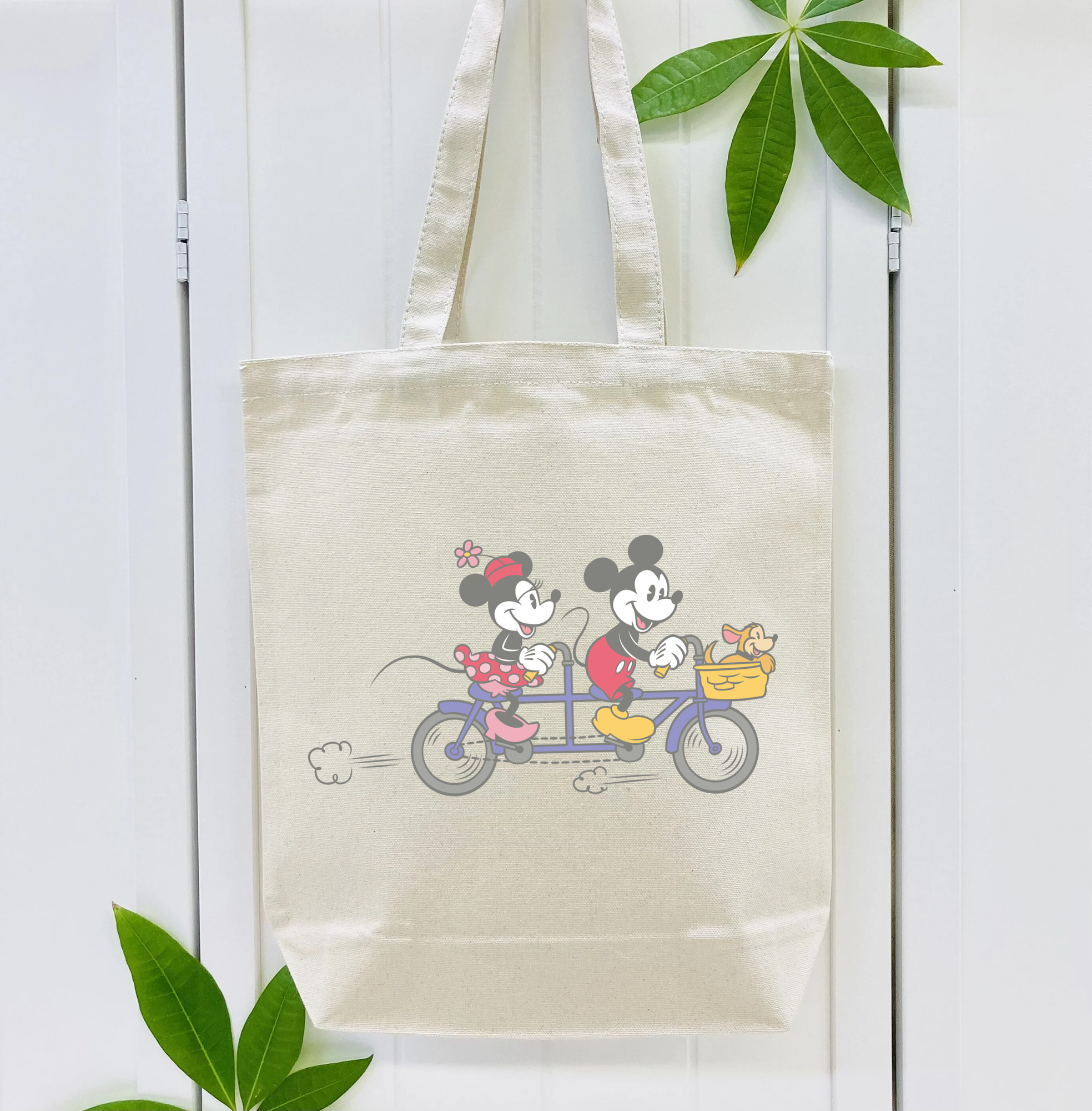 ミッキーマウス Mickey Mouse 縦型キャンバス生地手提げバッグ　トートバッグ