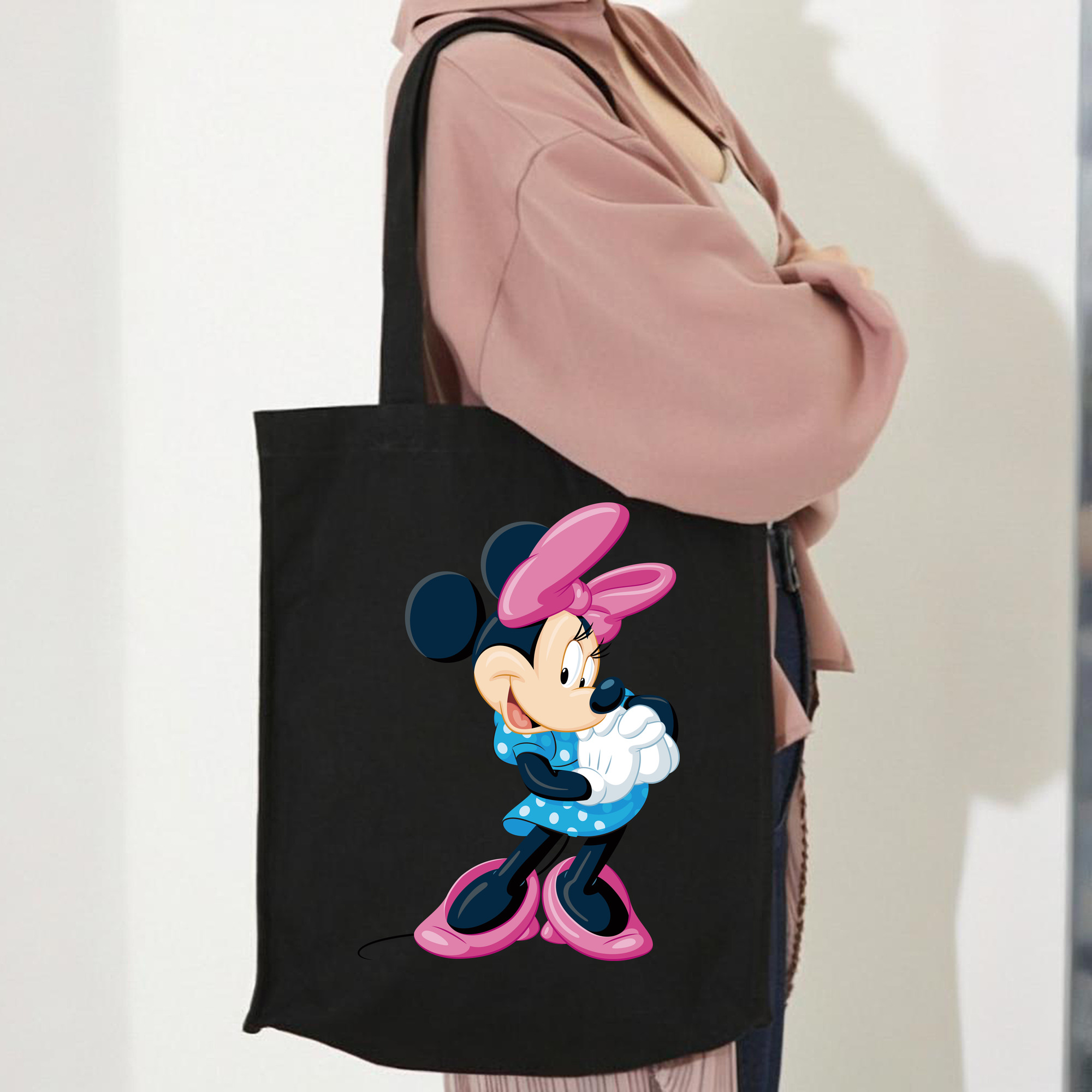 ミッキーマウス Mickey Mouse 縦型キャンバス生地手提げバッグ　トートバッグ