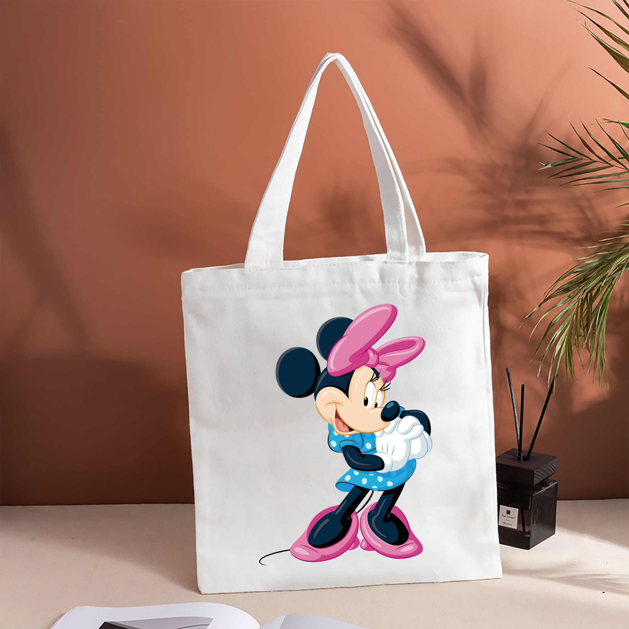 ミッキーマウス Mickey Mouse 縦型キャンバス生地手提げバッグ　トートバッグ