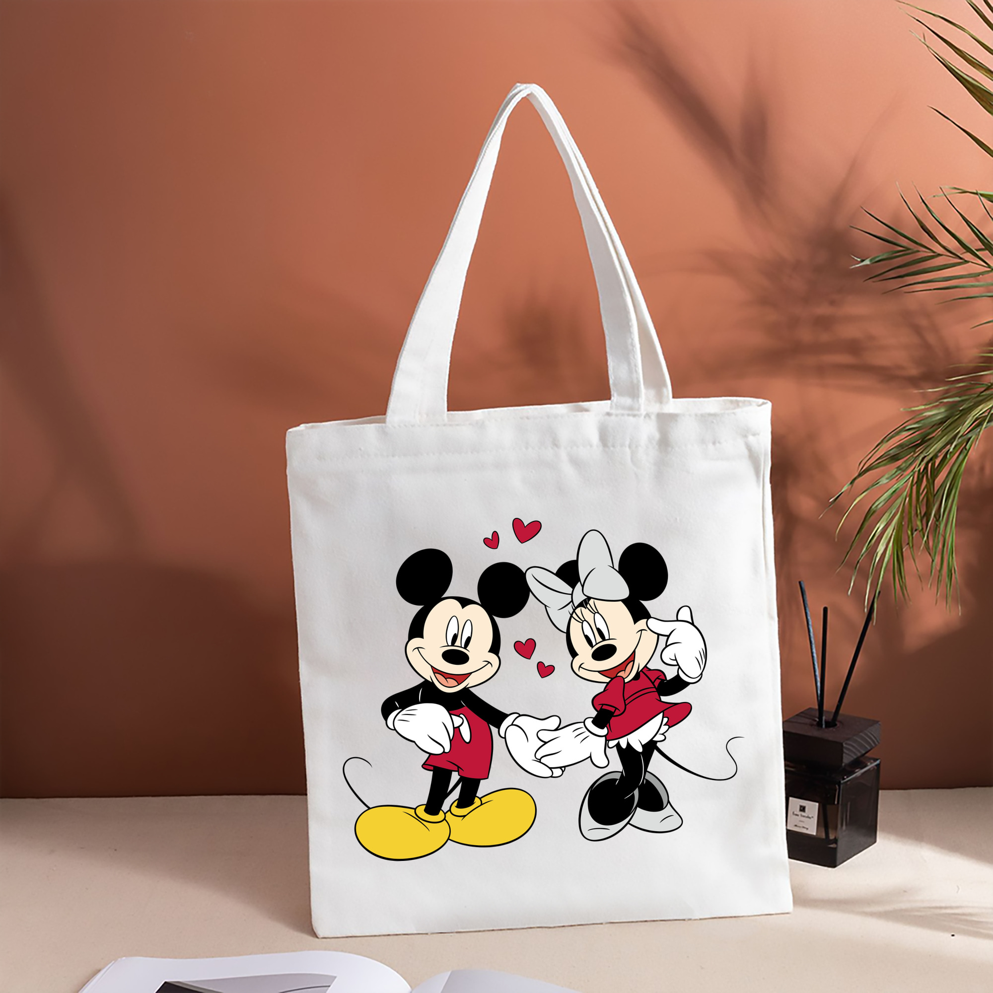 ミッキーマウス Mickey Mouse 縦型キャンバス生地手提げバッグ　トートバッグ