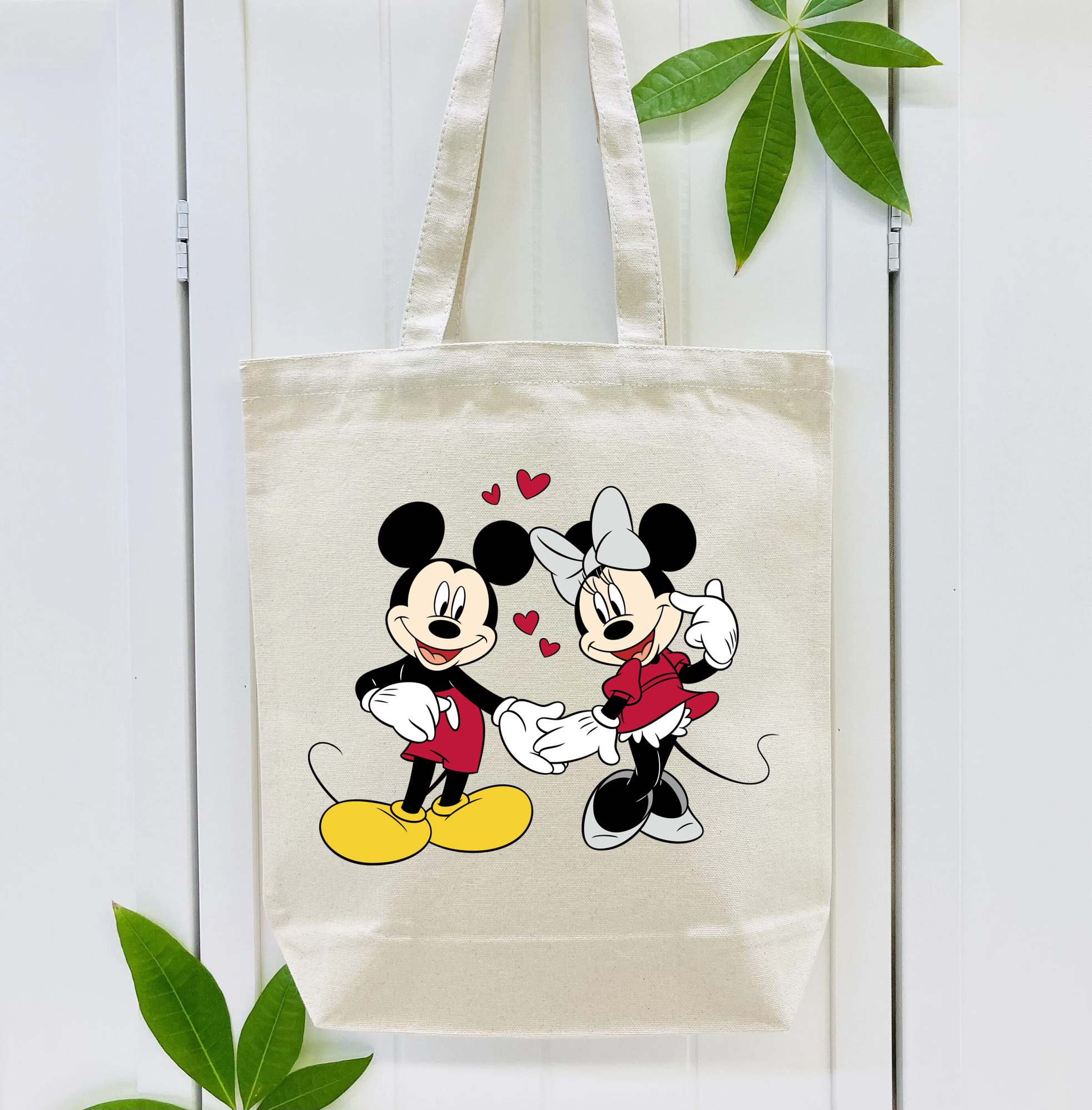 ミッキーマウス Mickey Mouse 縦型キャンバス生地手提げバッグ　トートバッグ