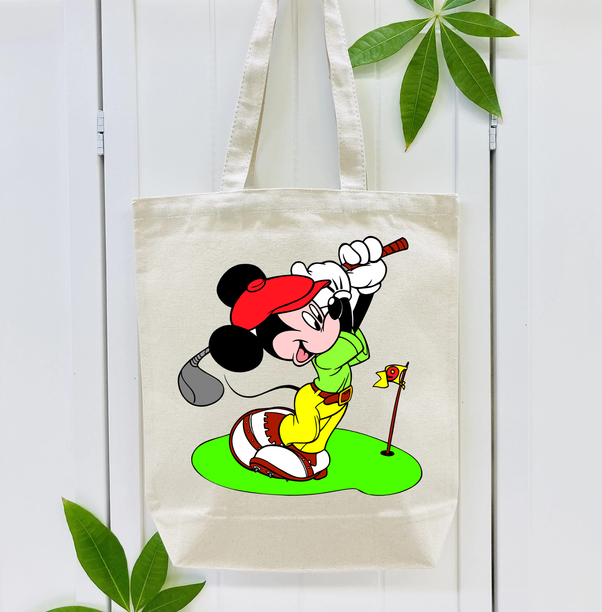 ミッキーマウス Mickey Mouse 縦型キャンバス生地手提げバッグ　トートバッグ