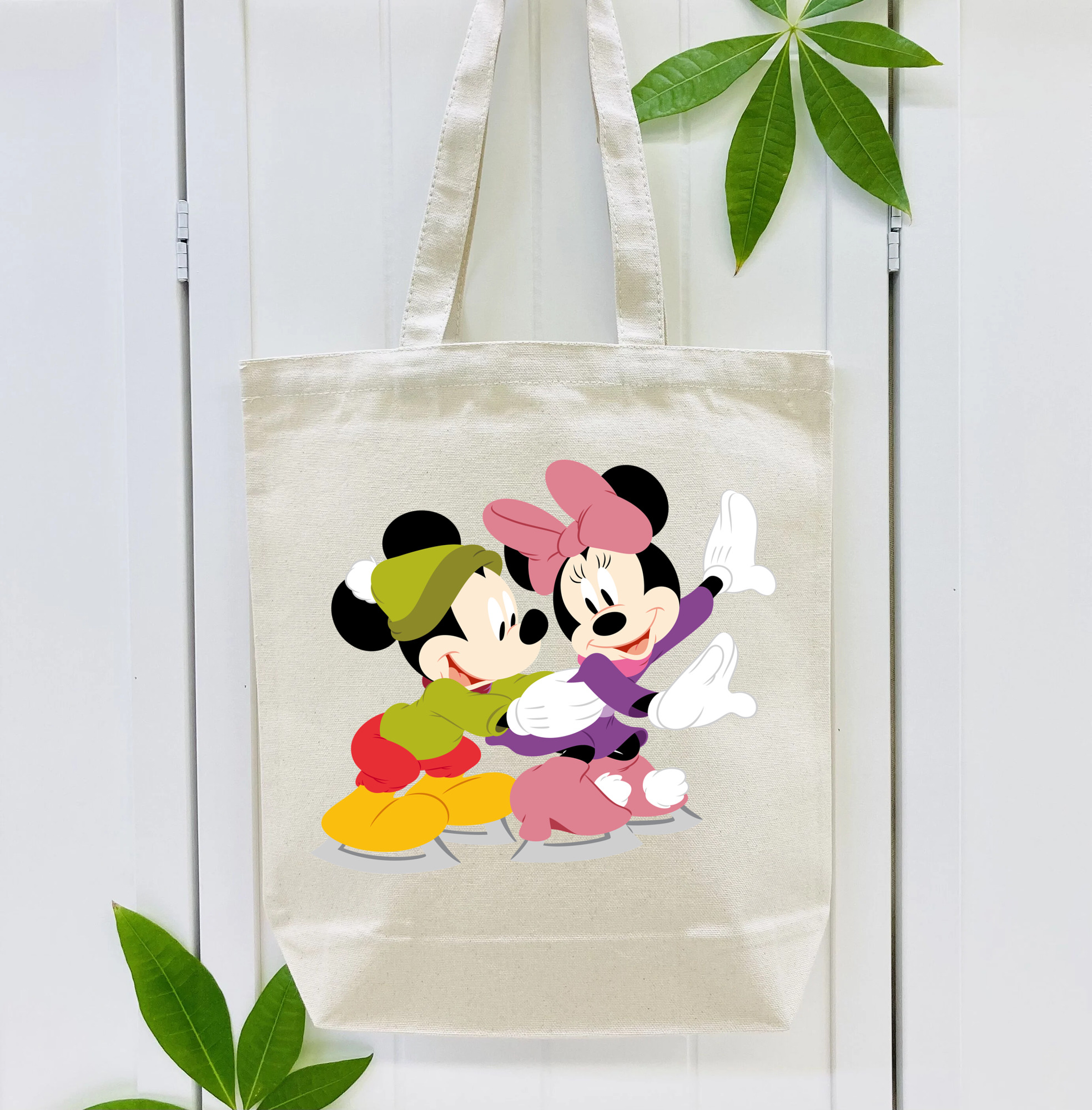ミッキーマウス Mickey Mouse 縦型キャンバス生地手提げバッグ　トートバッグ