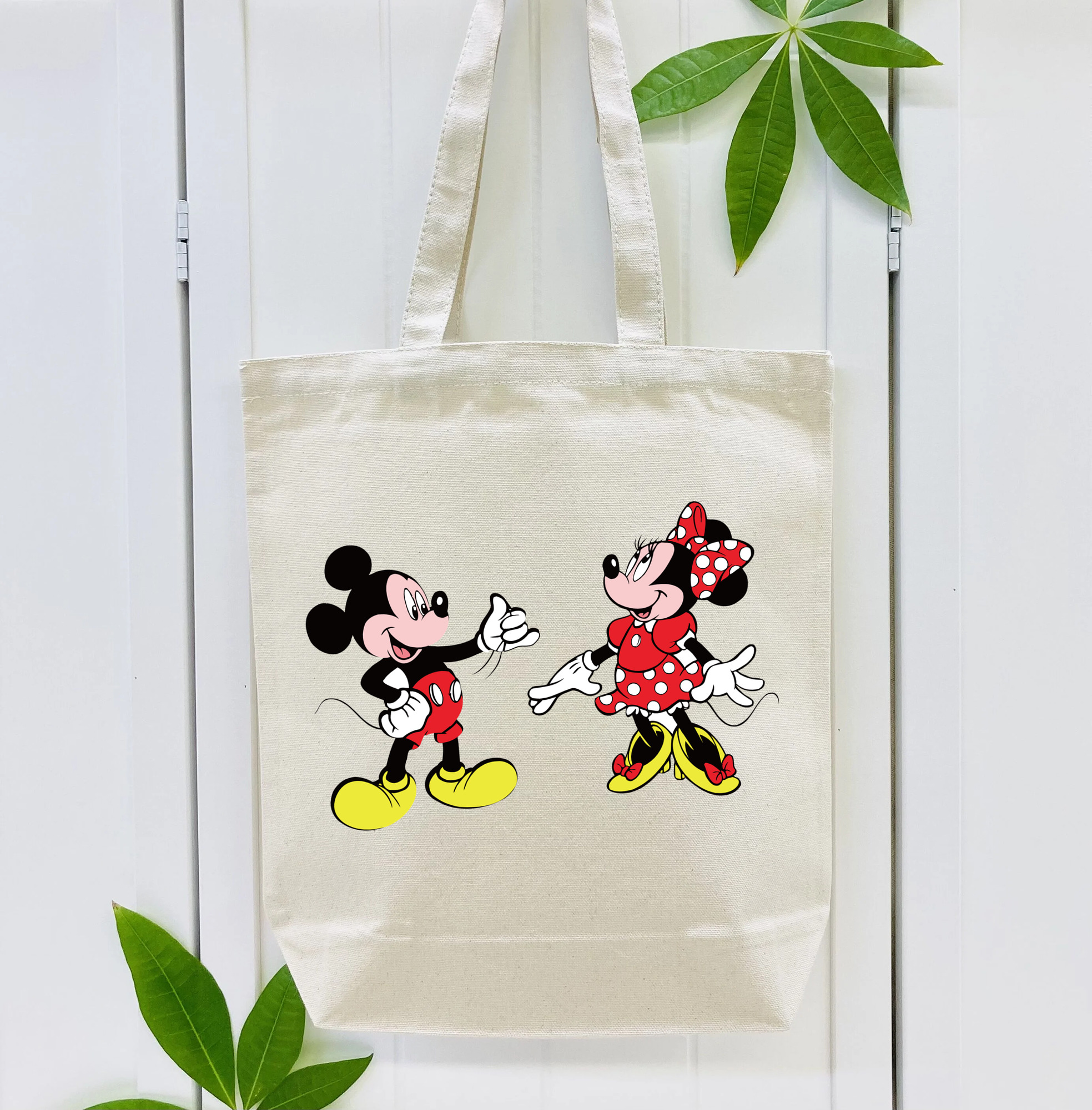 ミッキーマウス Mickey Mouse 縦型キャンバス生地手提げバッグ　トートバッグ