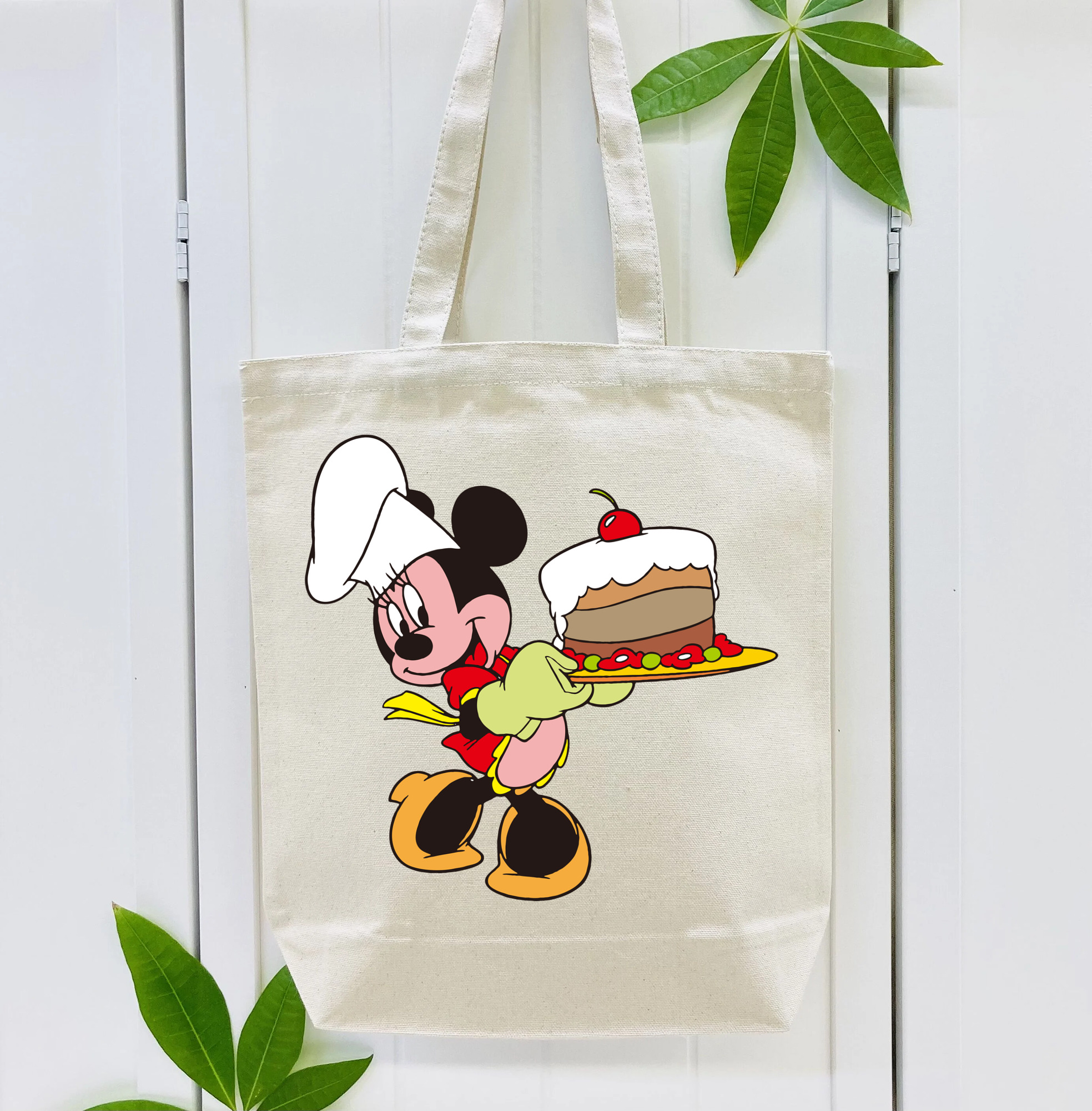 ミッキーマウス Mickey Mouse 縦型キャンバス生地手提げバッグ　トートバッグ