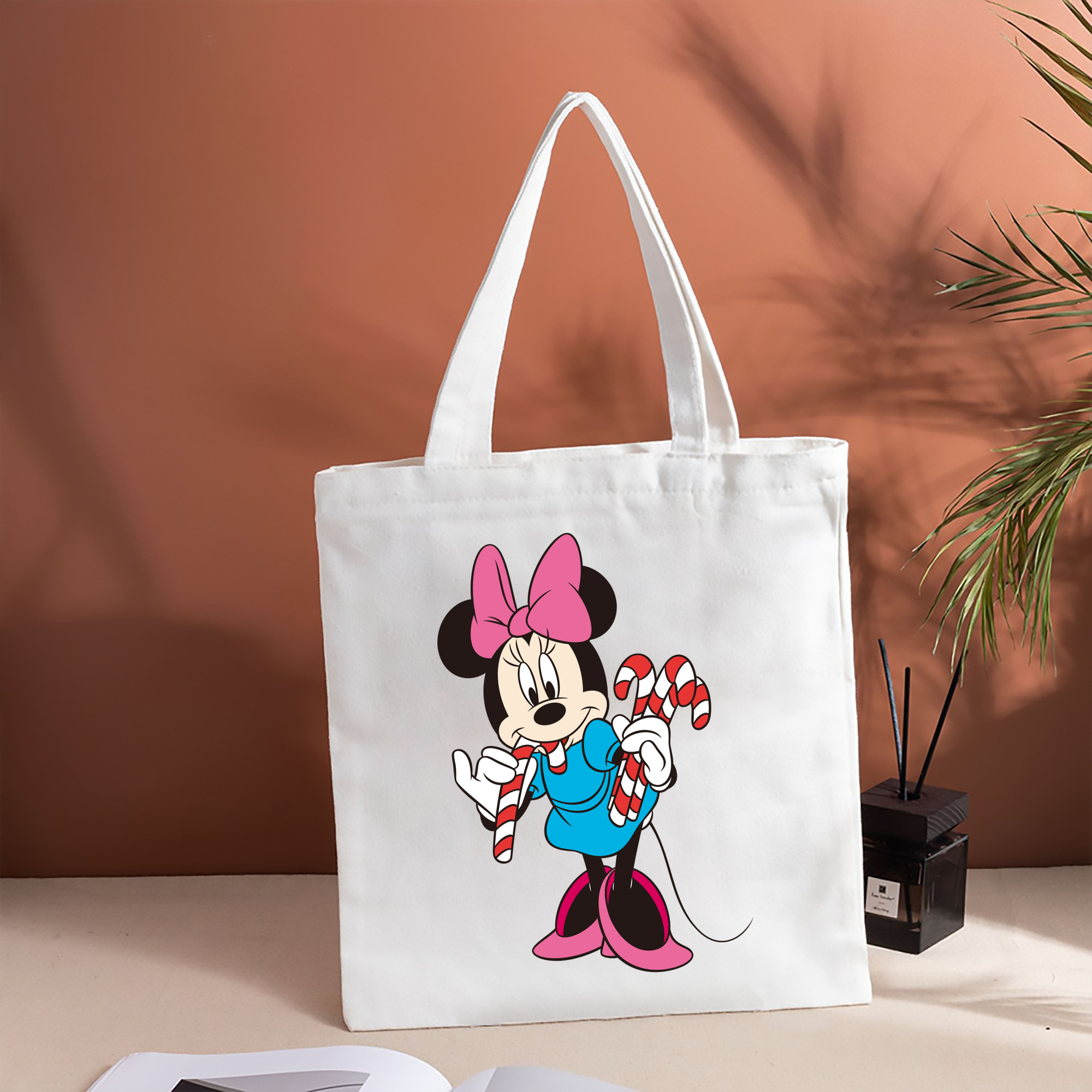 ミッキーマウス Mickey Mouse 縦型キャンバス生地手提げバッグ　トートバッグ