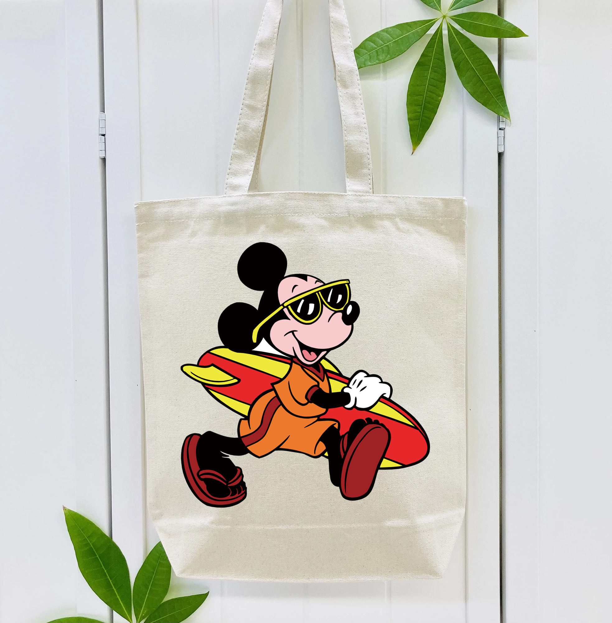 ミッキーマウス Mickey Mouse 縦型キャンバス生地手提げバッグ　トートバッグ
