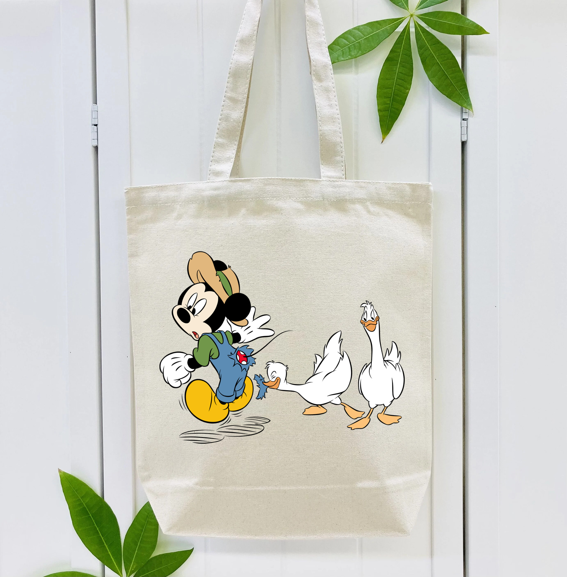 ミッキーマウス Mickey Mouse 縦型キャンバス生地手提げバッグ　トートバッグ