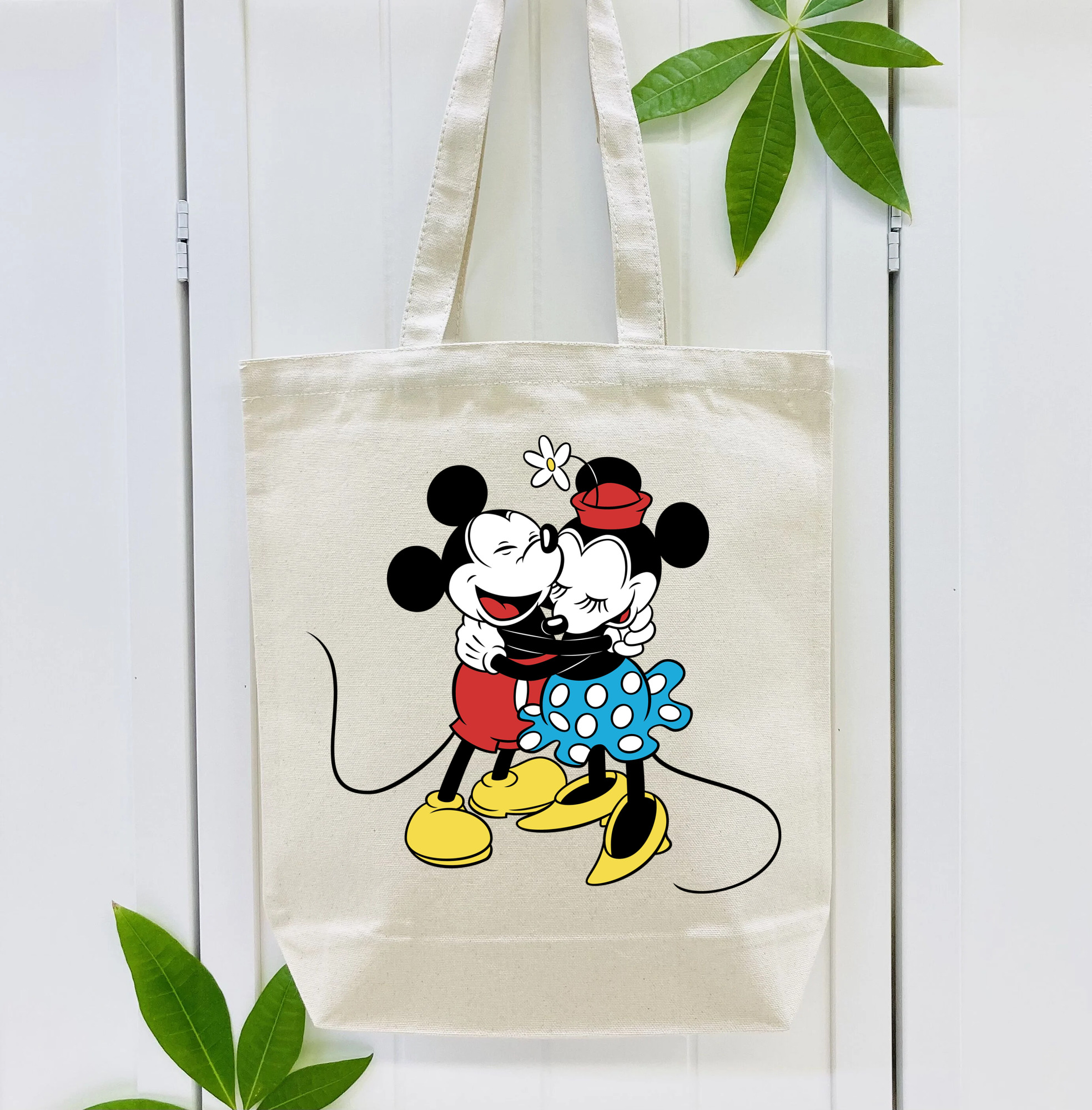ミッキーマウス Mickey Mouse 縦型キャンバス生地手提げバッグ　トートバッグ