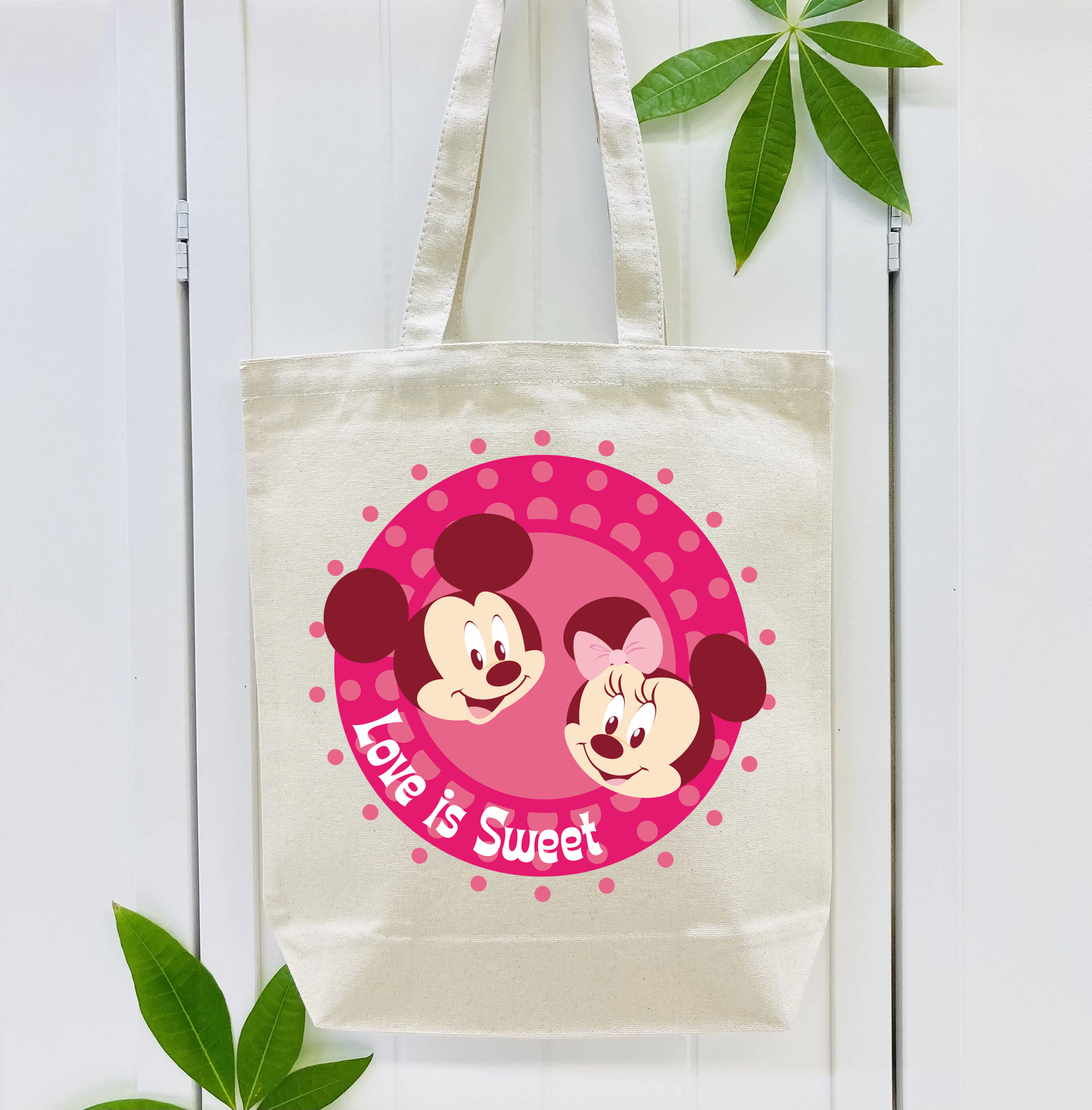 ミッキーマウス Mickey Mouse 縦型キャンバス生地手提げバッグ　トートバッグ