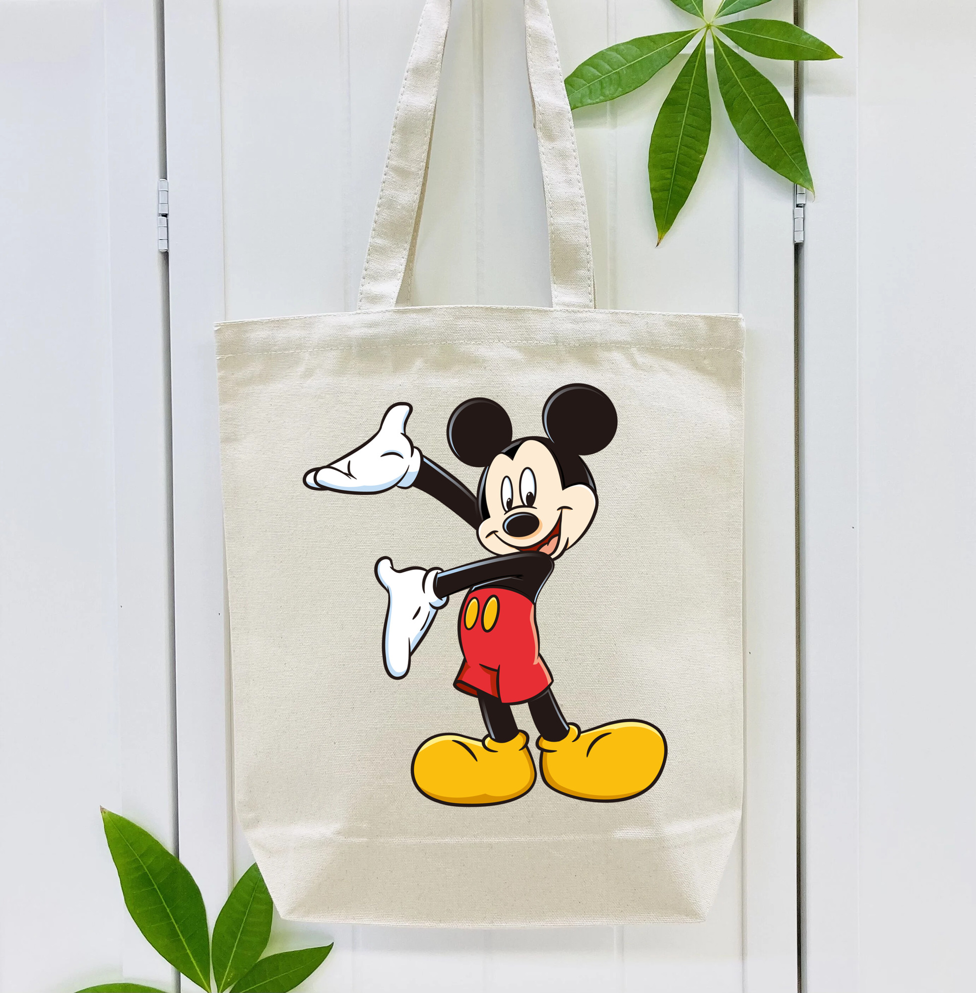 ミッキーマウス Mickey Mouse 縦型キャンバス生地手提げバッグ　トートバッグ