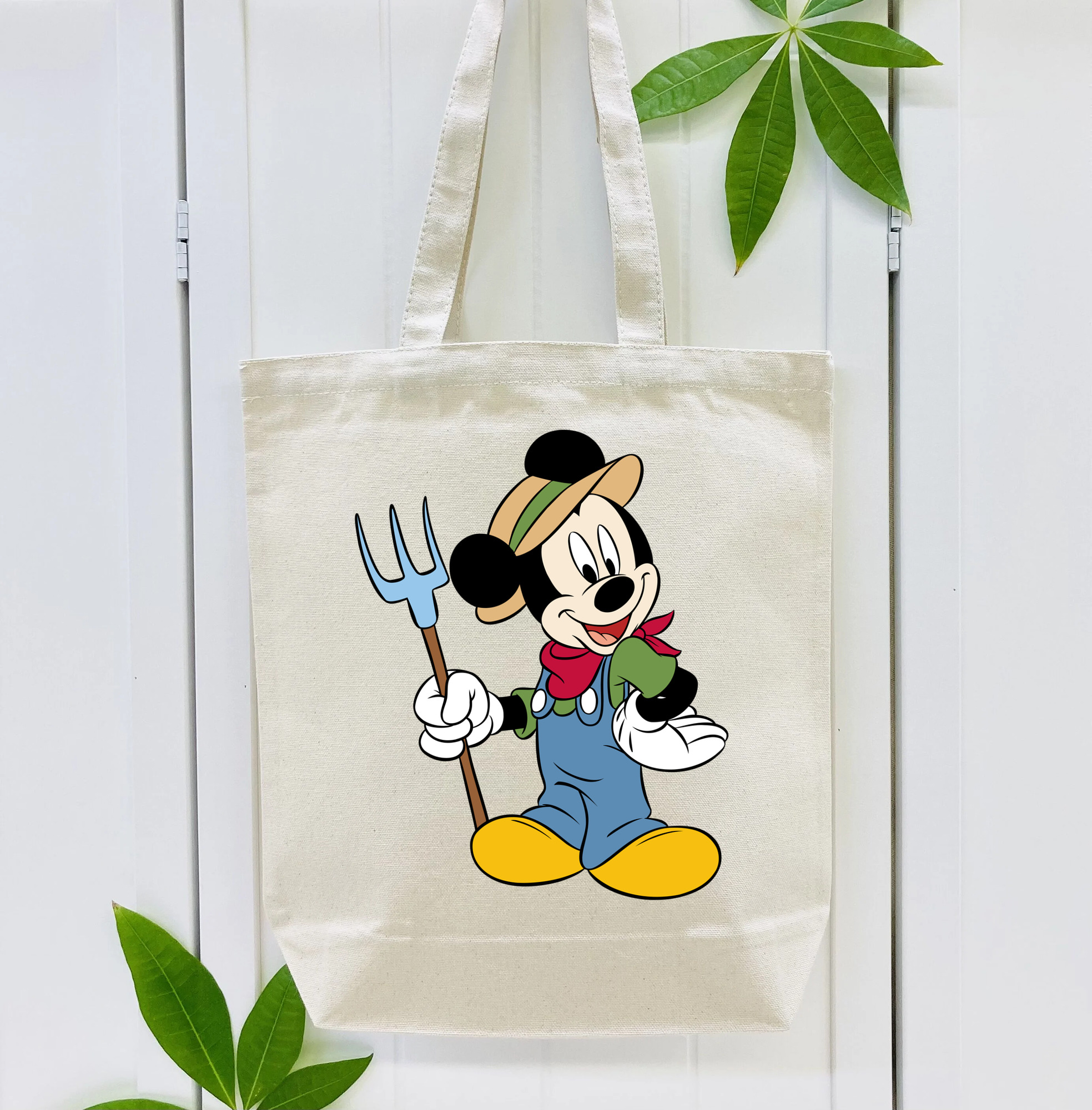 ミッキーマウス Mickey Mouse 縦型キャンバス生地手提げバッグ　トートバッグ