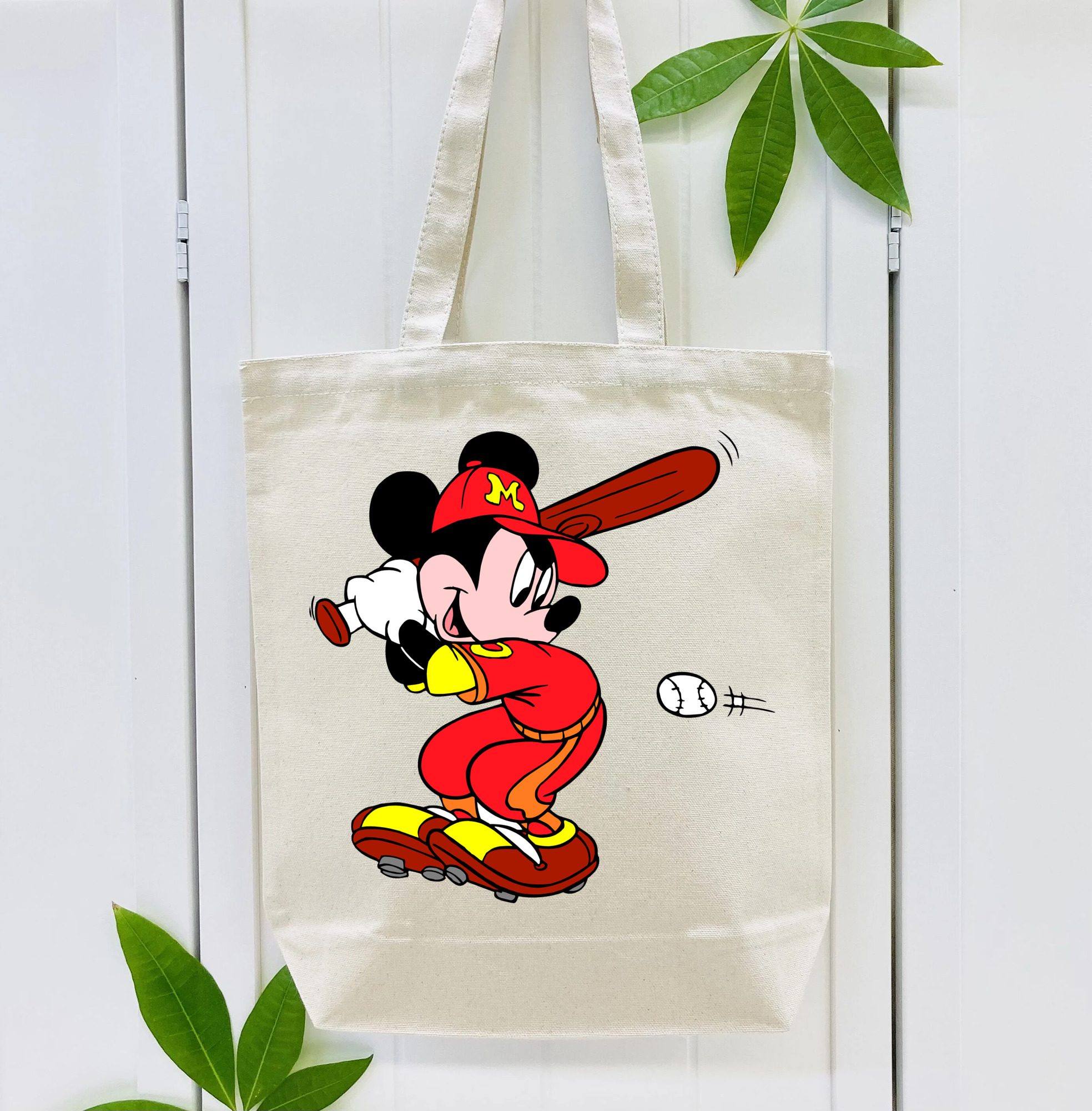 ミッキーマウス Mickey Mouse 縦型キャンバス生地手提げバッグ　トートバッグ