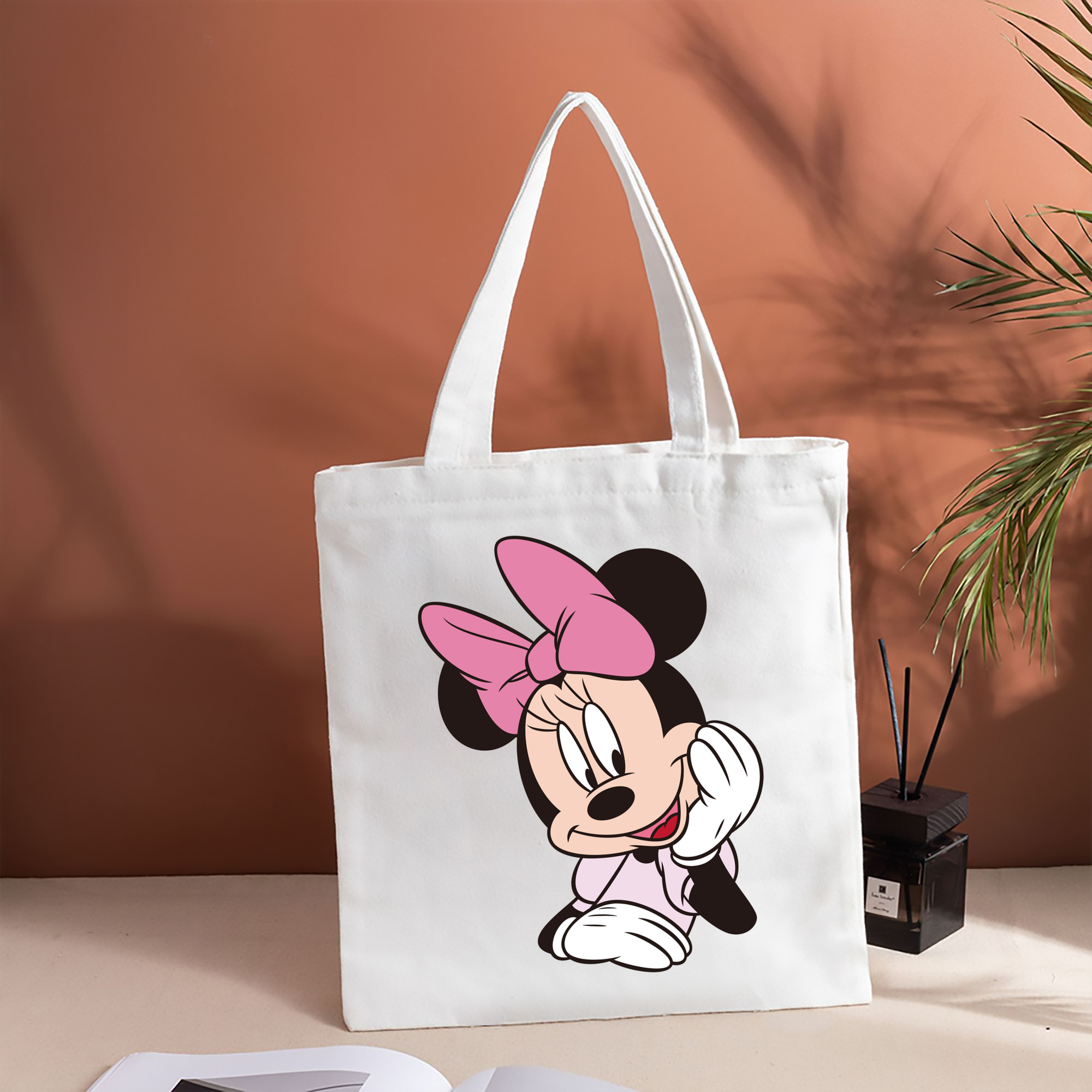 ミッキーマウス Mickey Mouse 縦型キャンバス生地手提げバッグ　トートバッグ