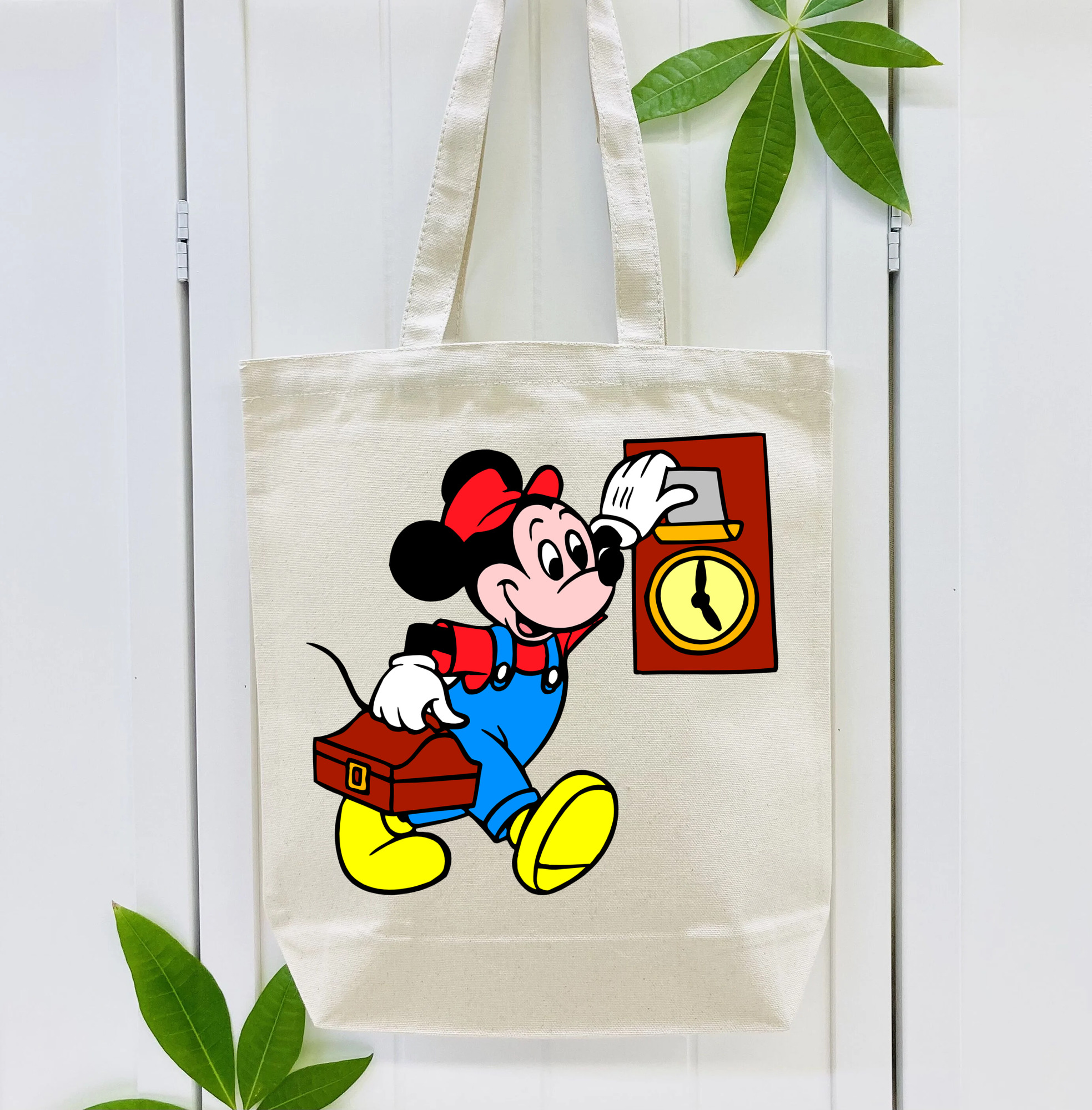 ミッキーマウス Mickey Mouse 縦型キャンバス生地手提げバッグ　トートバッグ