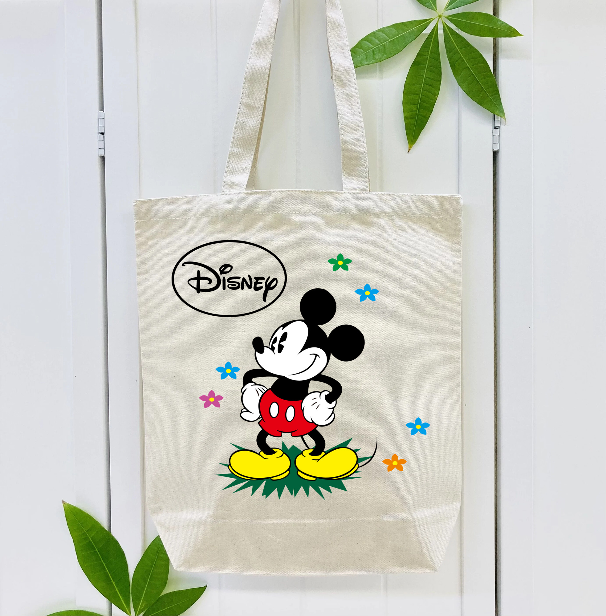 ミッキーマウス Mickey Mouse 縦型キャンバス生地手提げバッグ　トートバッグ
