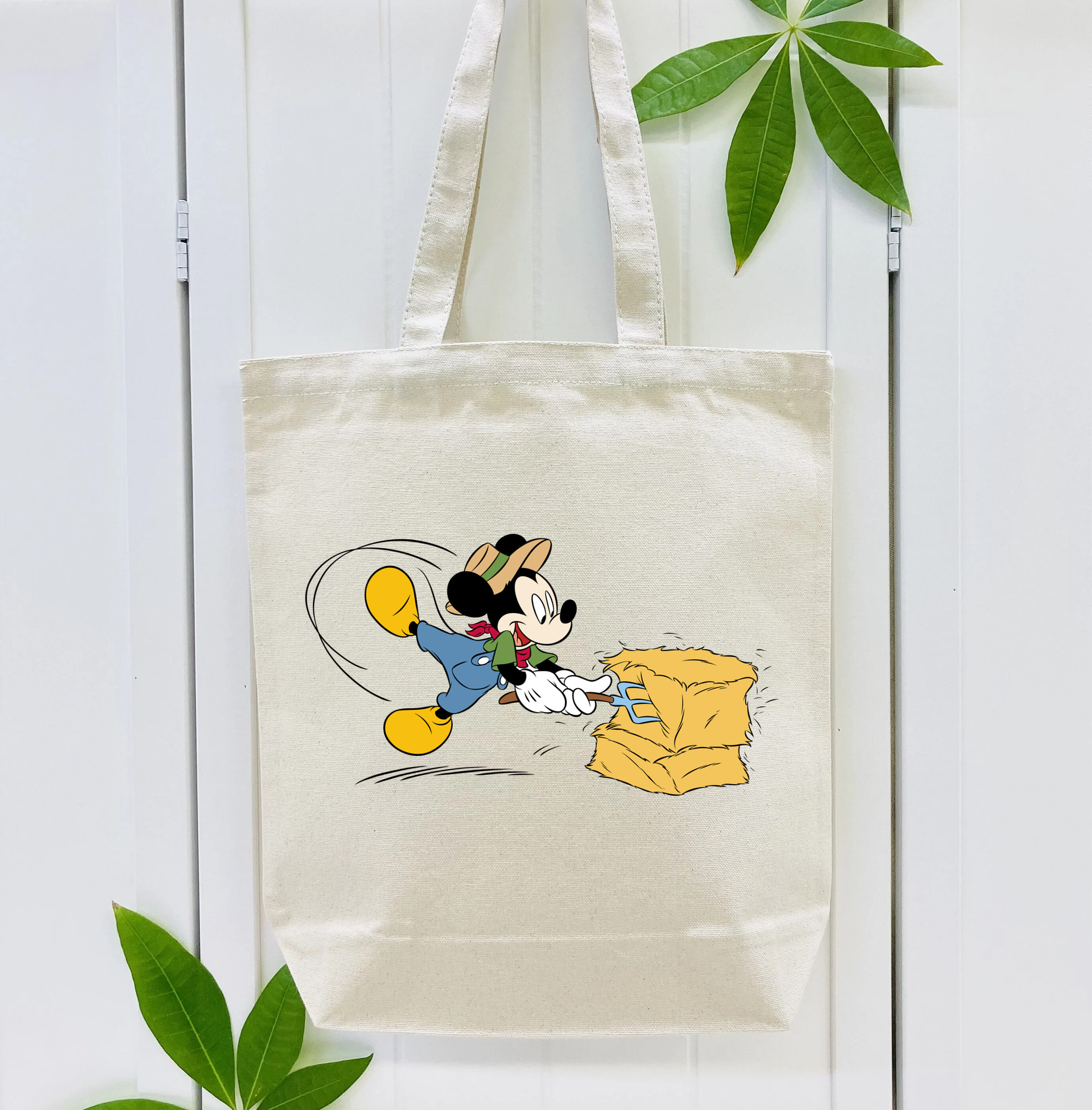 ミッキーマウス Mickey Mouse 縦型キャンバス生地手提げバッグ　トートバッグ