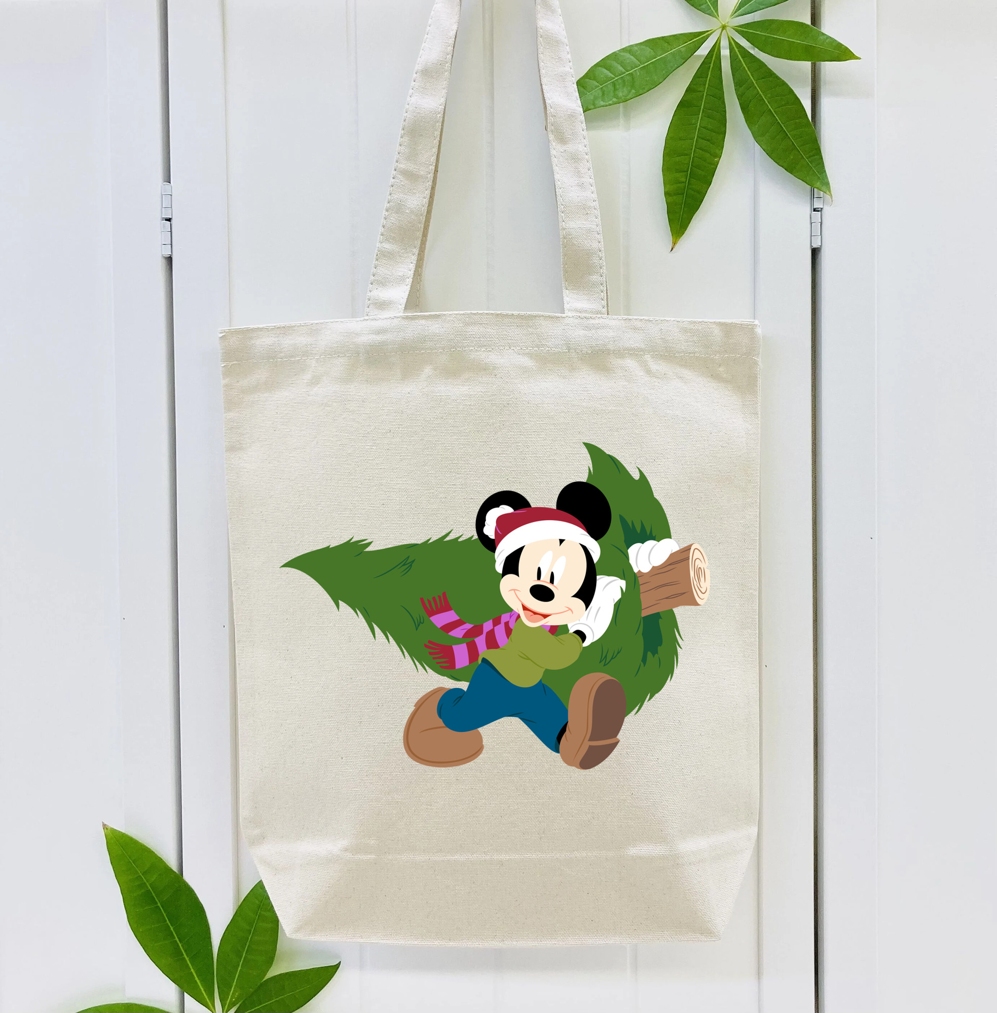 ミッキーマウス Mickey Mouse 縦型キャンバス生地手提げバッグ　トートバッグ