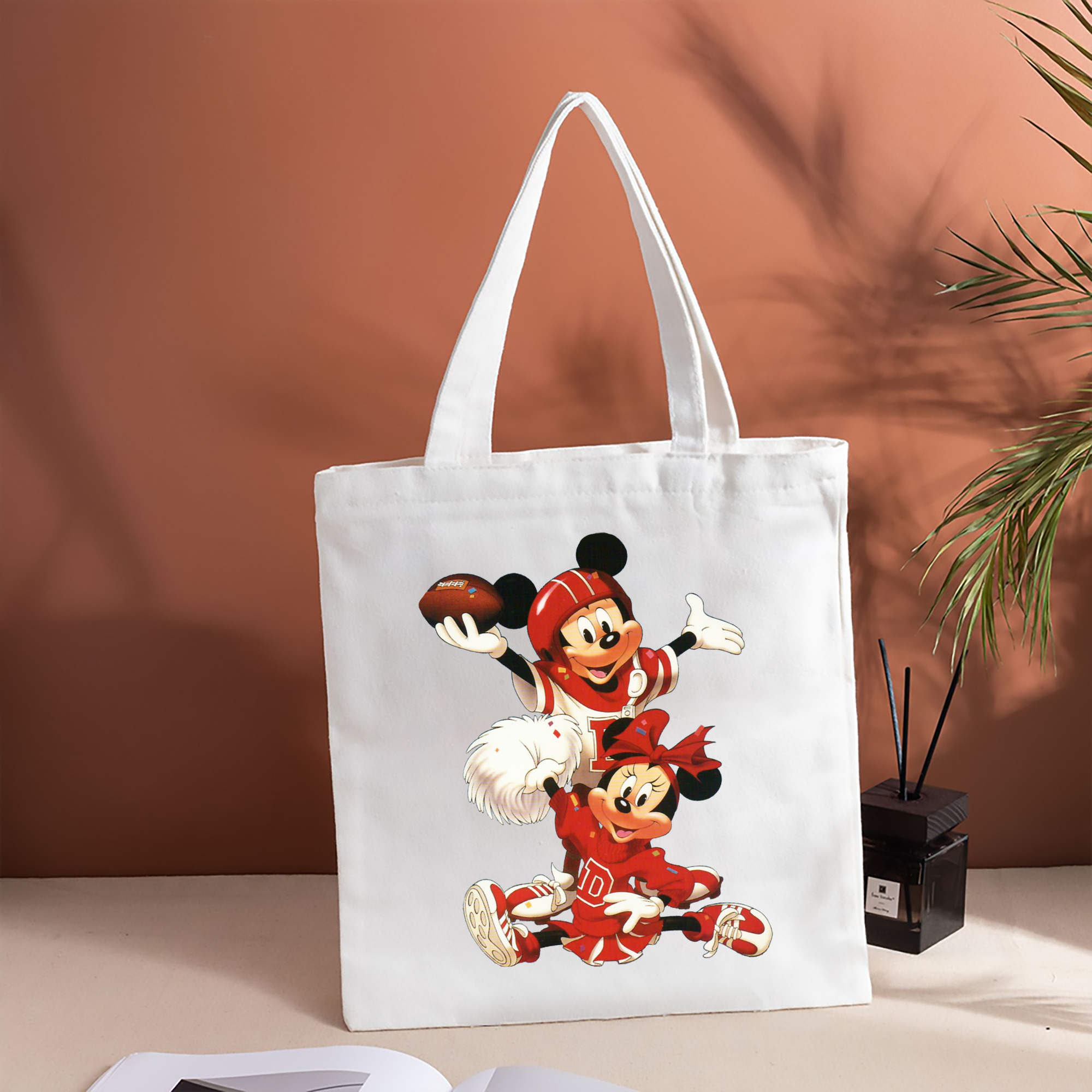 ミッキーマウス Mickey Mouse 縦型キャンバス生地手提げバッグ　トートバッグ