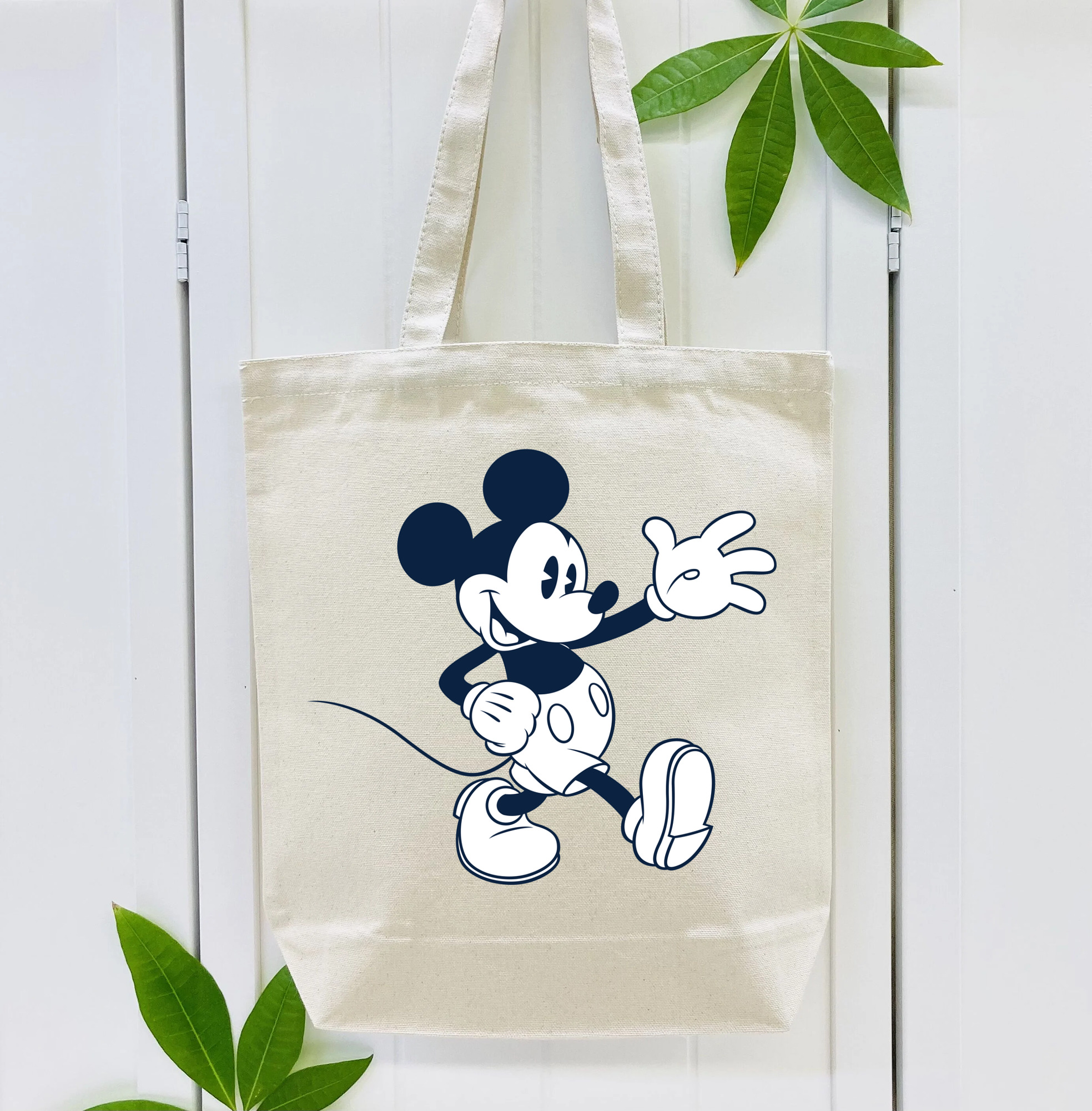 ミッキーマウス Mickey Mouse 縦型キャンバス生地手提げバッグ　トートバッグ