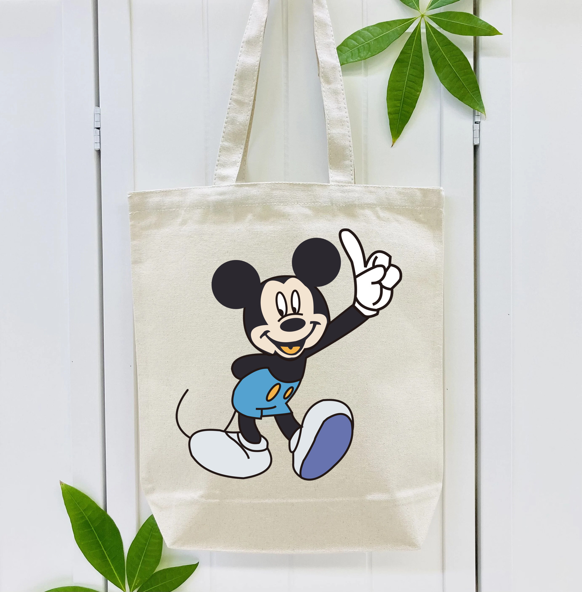 ミッキーマウス Mickey Mouse 縦型キャンバス生地手提げバッグ　トートバッグ