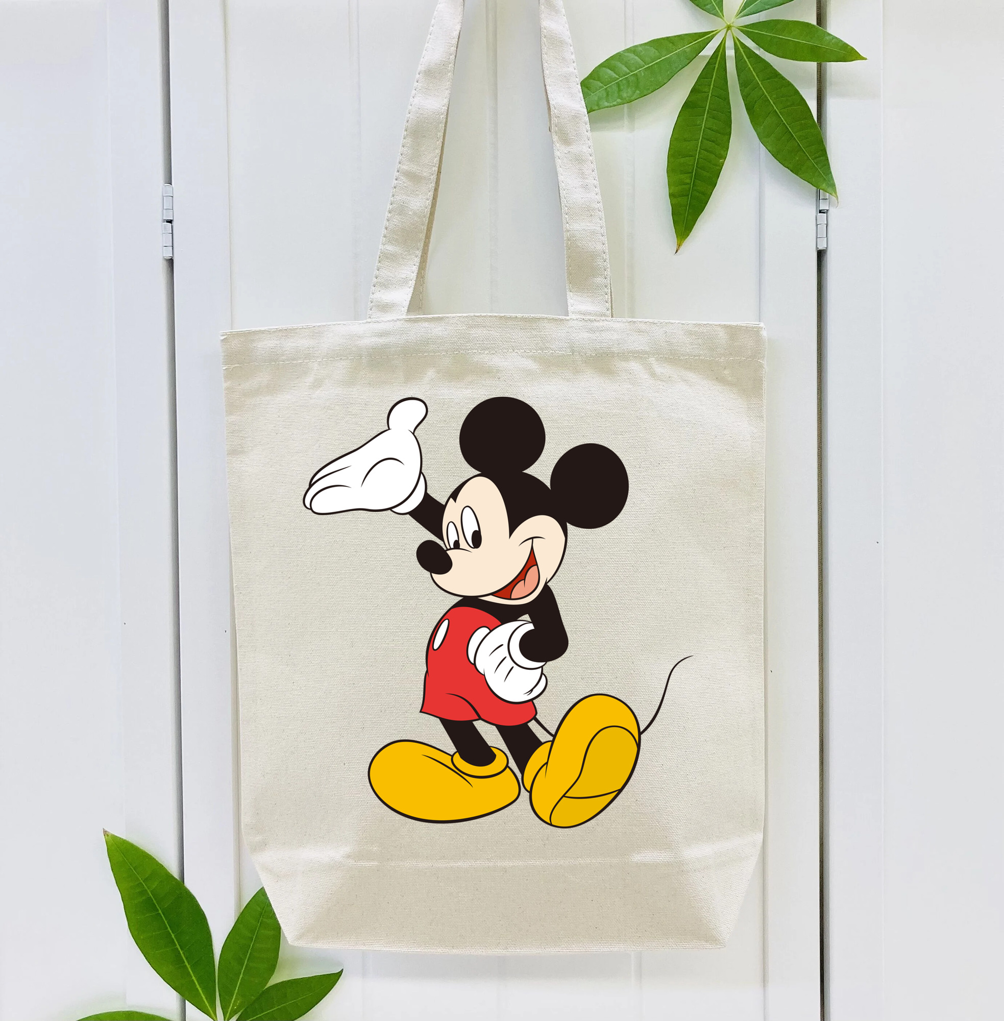 ミッキーマウス Mickey Mouse 縦型キャンバス生地手提げバッグ　トートバッグ