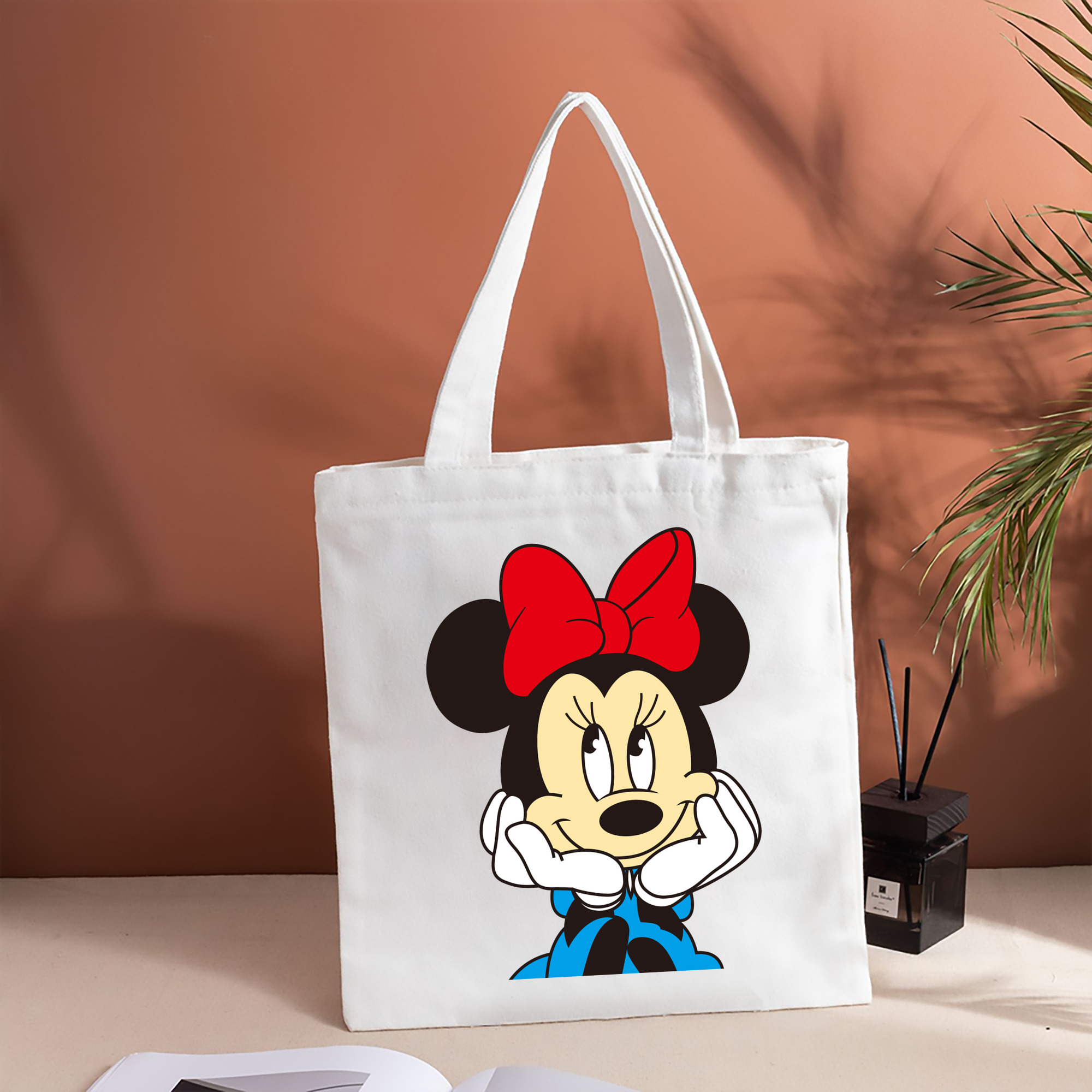 ミッキーマウス Mickey Mouse 縦型キャンバス生地手提げバッグ　トートバッグ