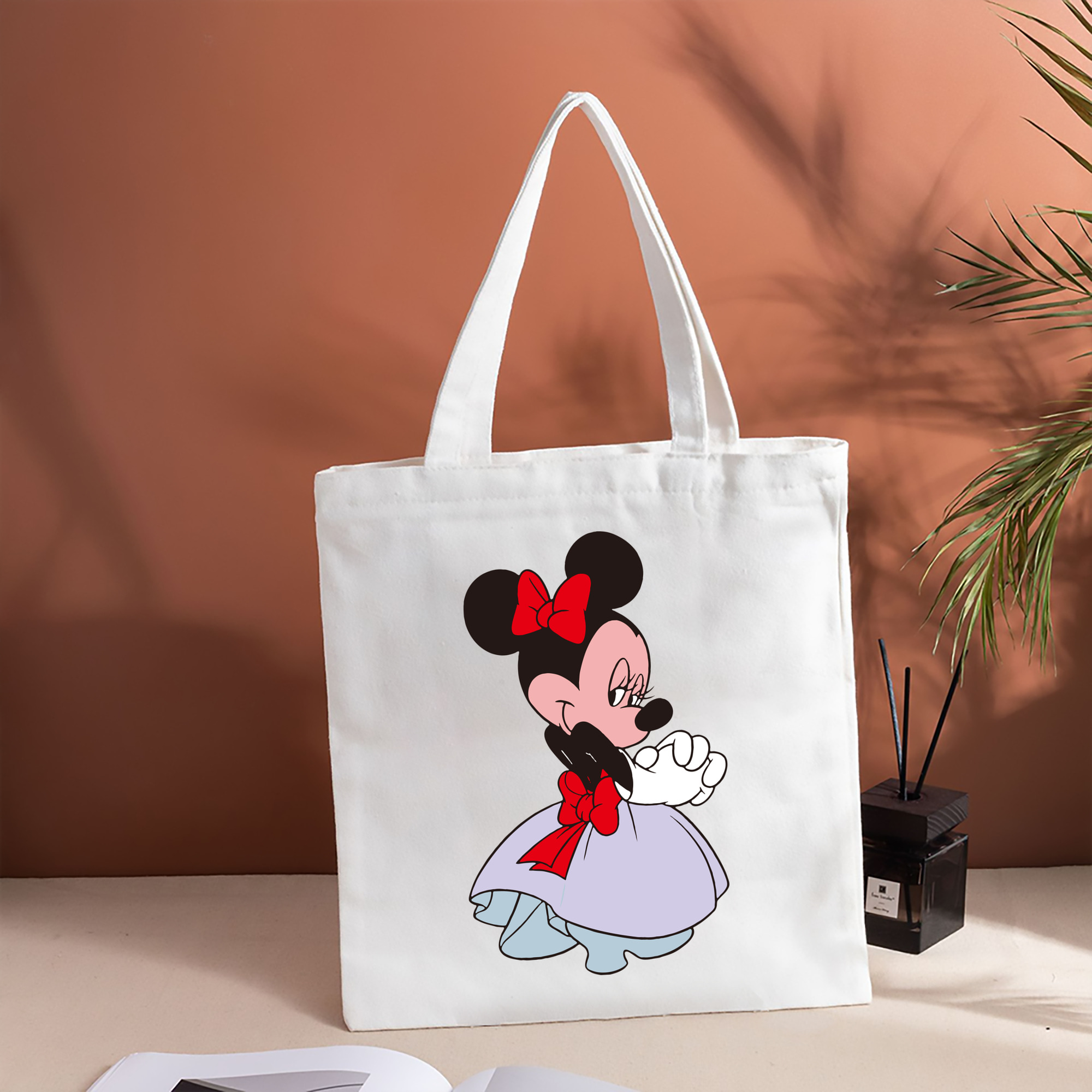 ミッキーマウス Mickey Mouse 縦型キャンバス生地手提げバッグ　トートバッグ