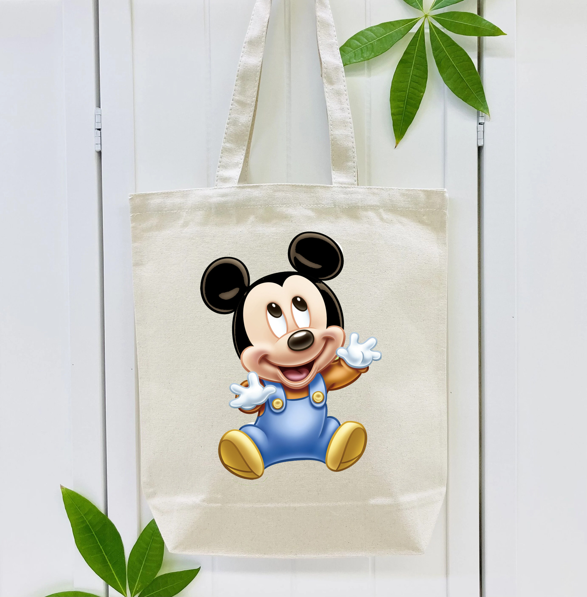 ミッキーマウス Mickey Mouse 縦型キャンバス生地手提げバッグ　トートバッグ