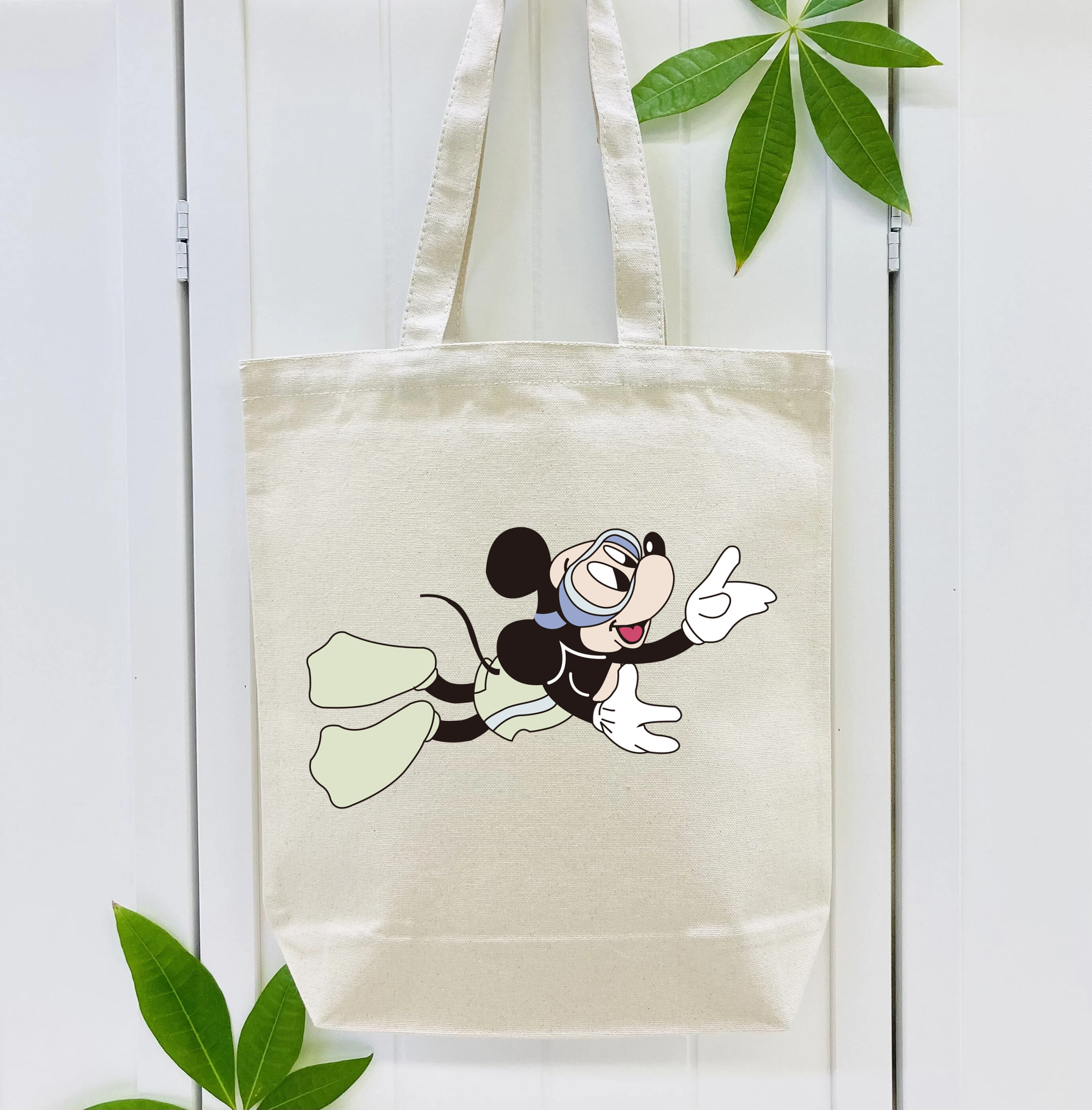 ミッキーマウス Mickey Mouse 縦型キャンバス生地手提げバッグ　トートバッグ