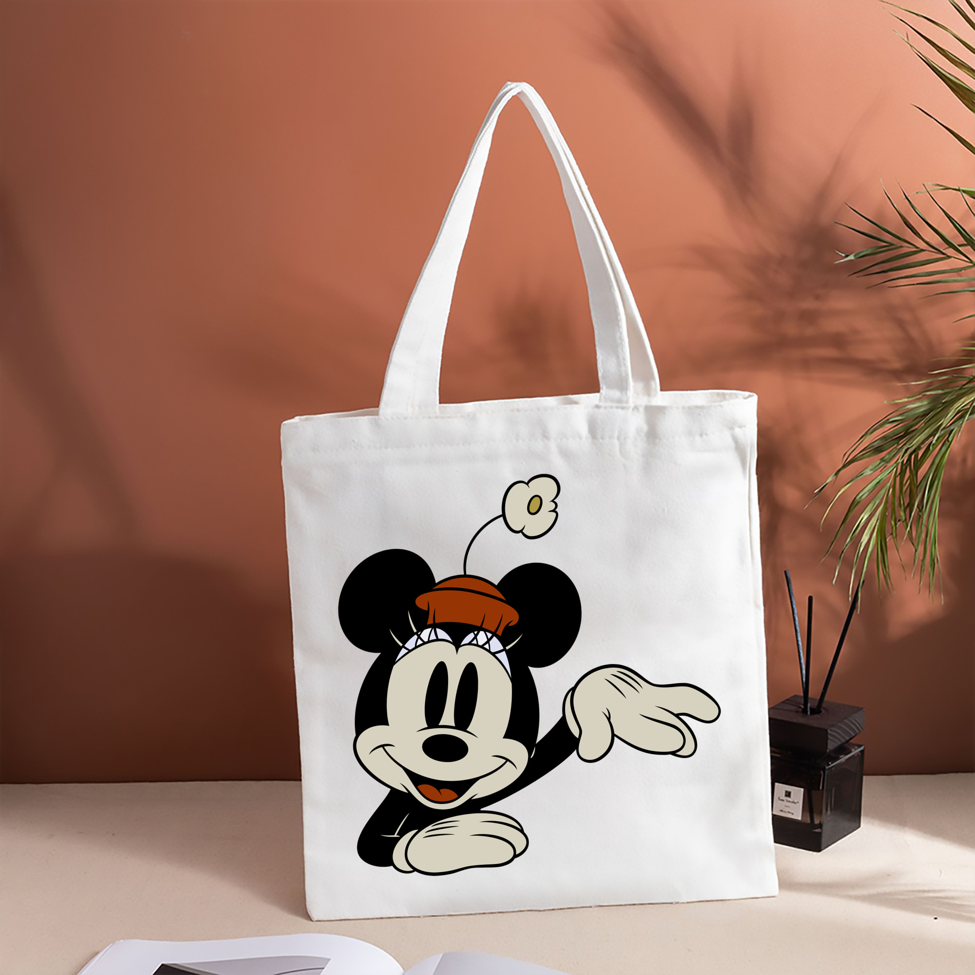 ミッキーマウス Mickey Mouse 縦型キャンバス生地手提げバッグ　トートバッグ