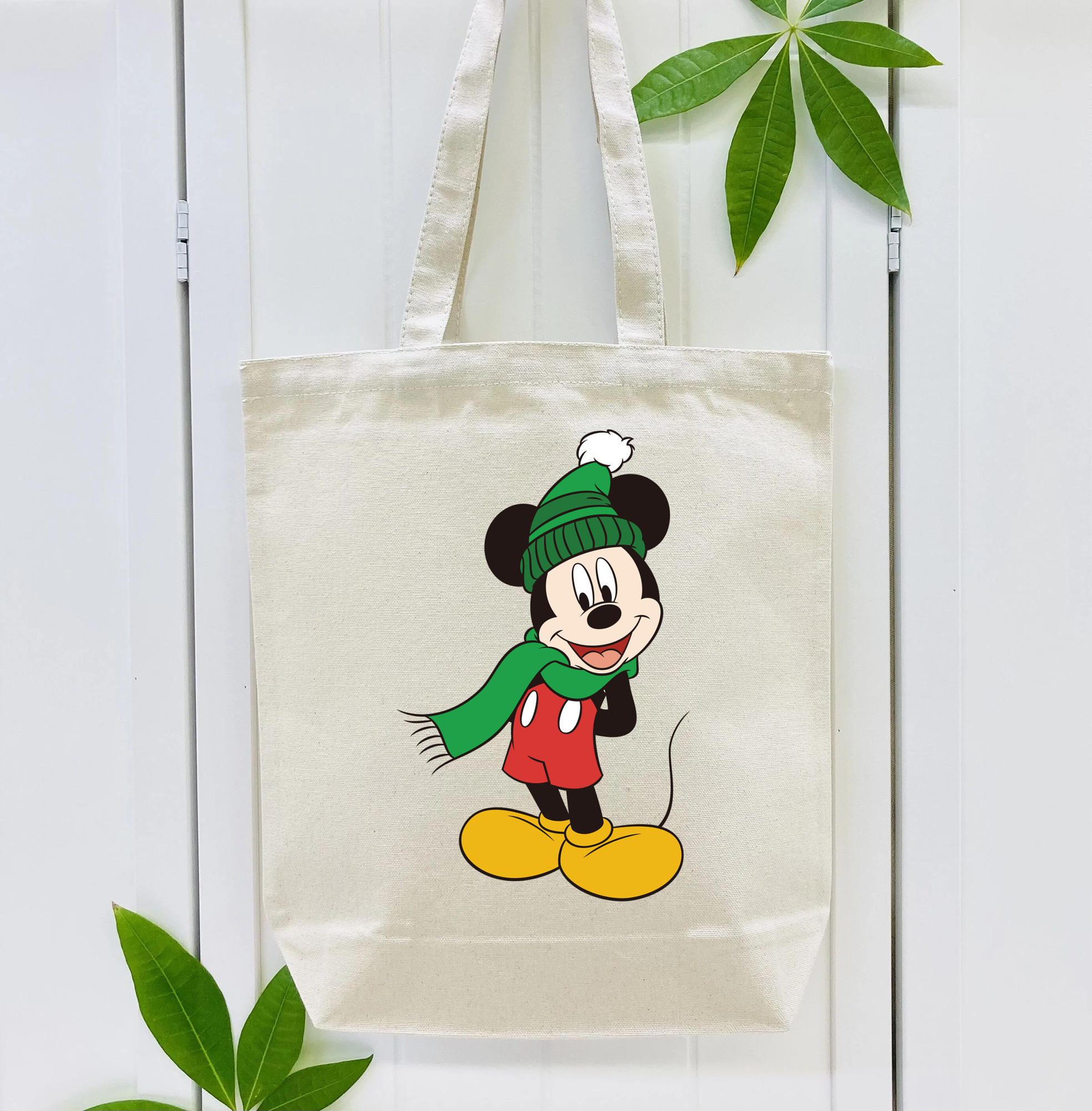ミッキーマウス Mickey Mouse 縦型キャンバス生地手提げバッグ　トートバッグ